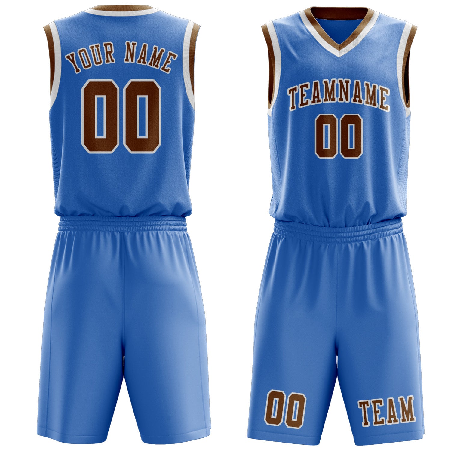 Benutzerdefiniertes Professionelles Hellblau Khaki Basketballtrikot-Set