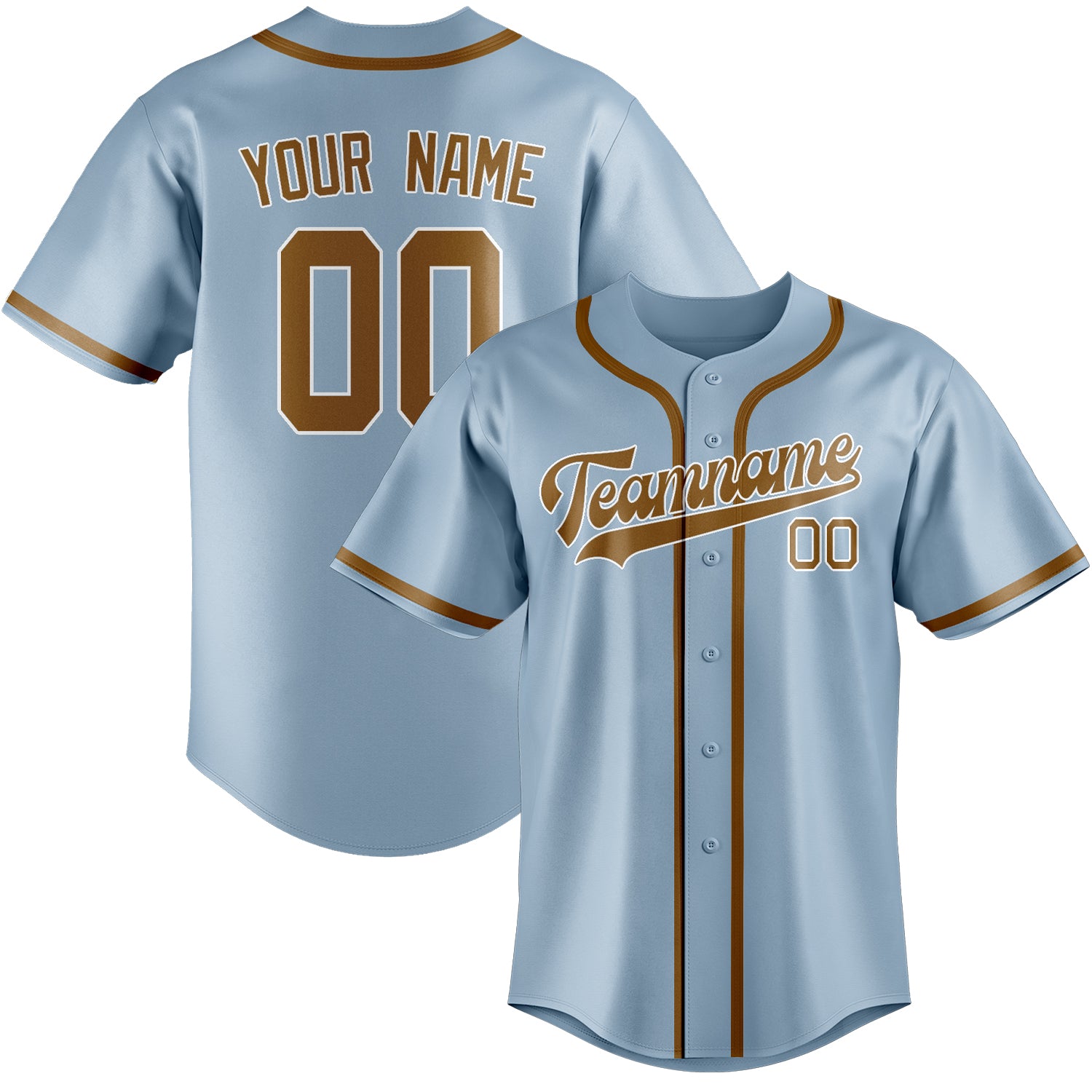 Benutzerdefiniertes Professionelles Hellblau Khaki Baseballtrikot