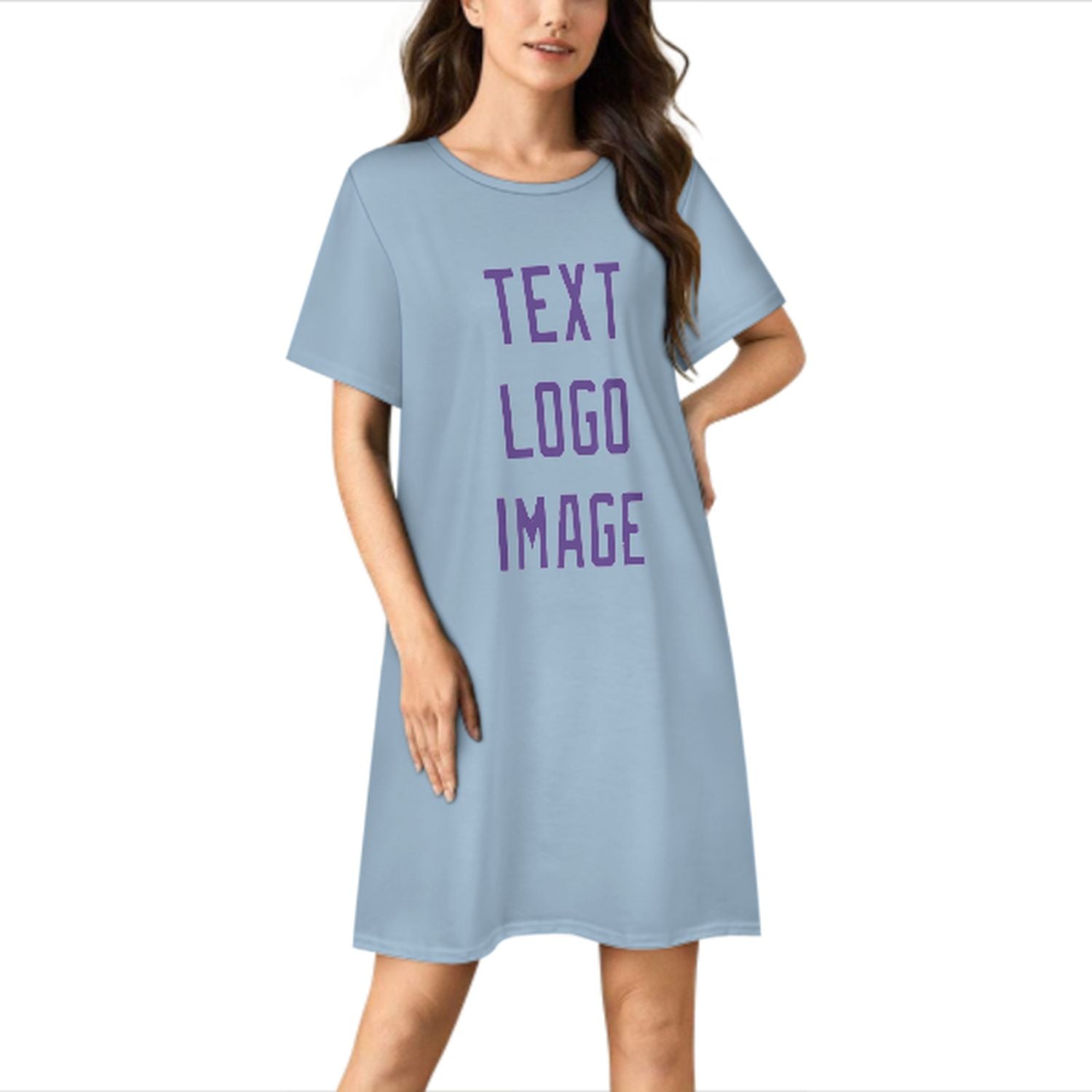 Camicia da notte su misura color lavanda azzurro