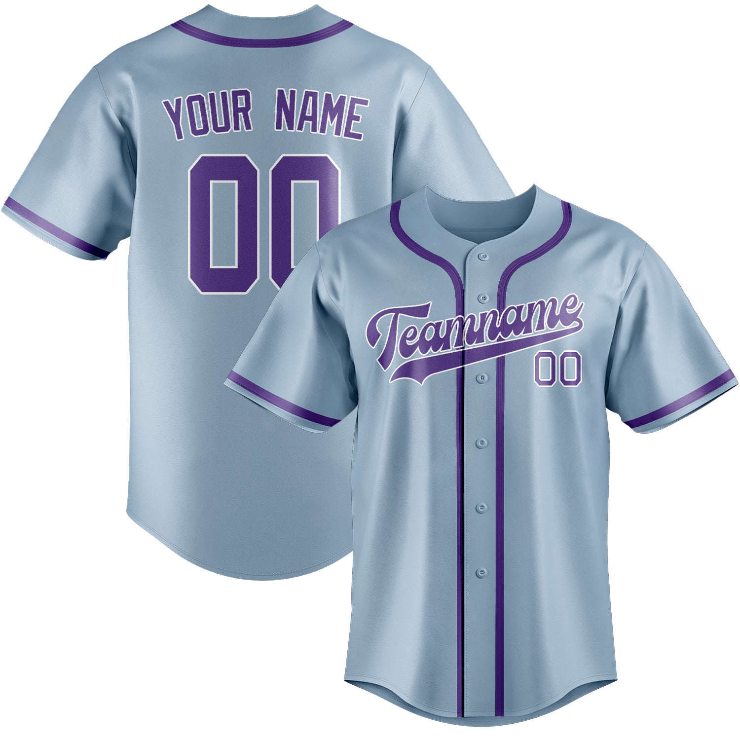 Benutzerdefiniertes Professionelles Hellblau Lavendel Baseballtrikot