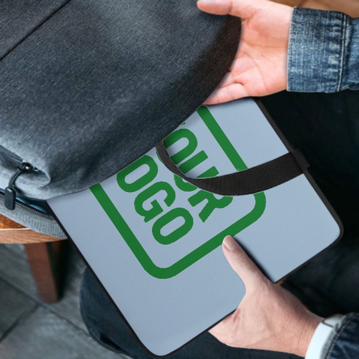 Sac pour ordinateur portable personnalisé bleu clair vert émeraude
