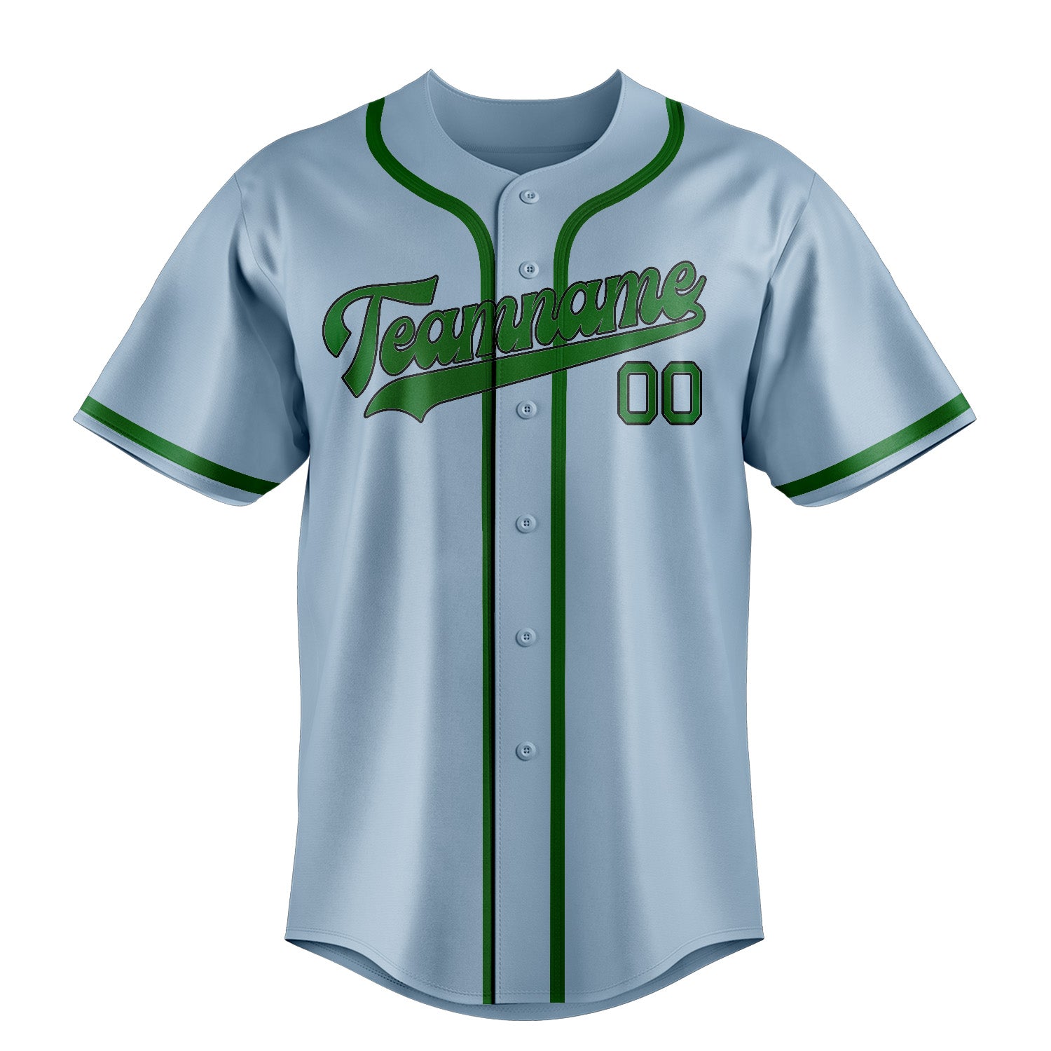 Benutzerdefiniertes Professionelles Hellblau Smaragdgrün Baseballtrikot