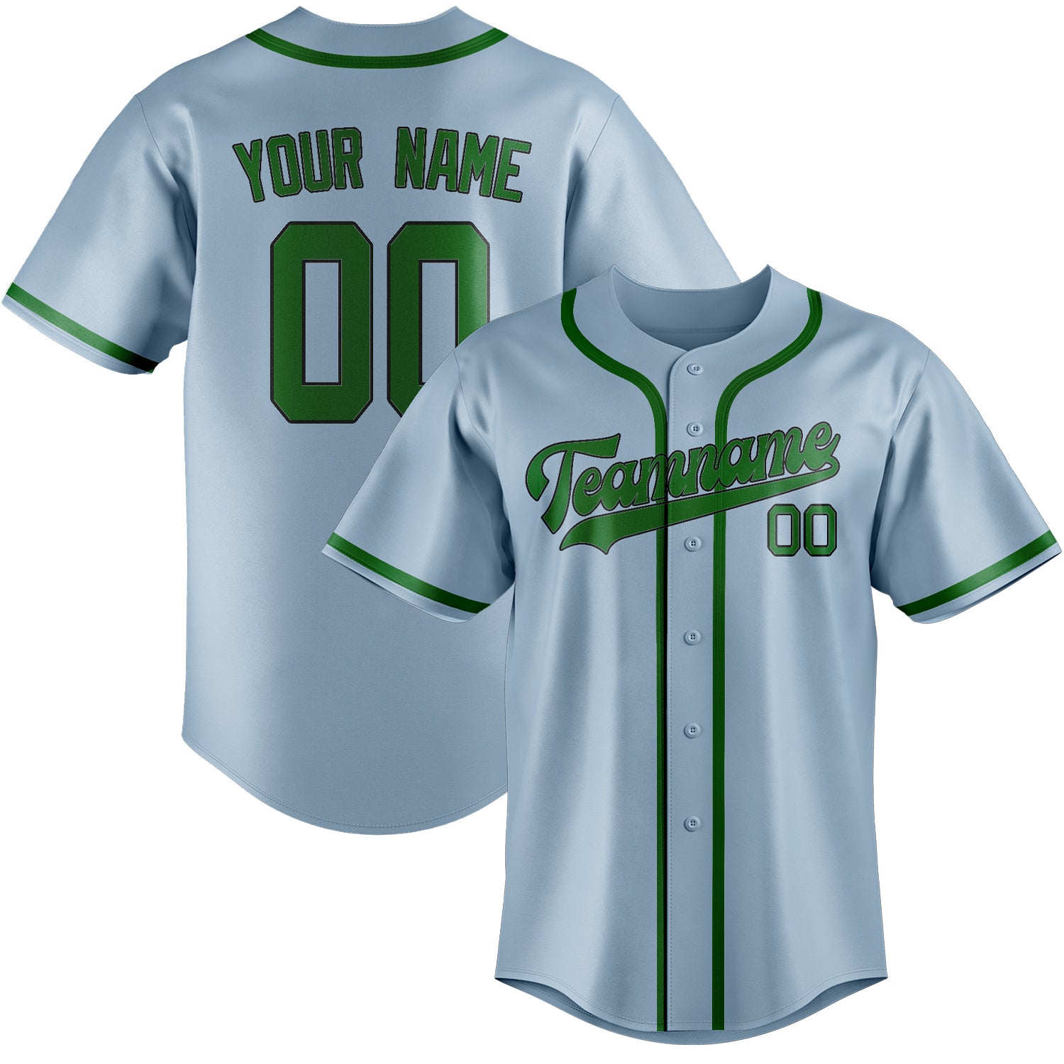 Benutzerdefiniertes Professionelles Hellblau Smaragdgrün Baseballtrikot