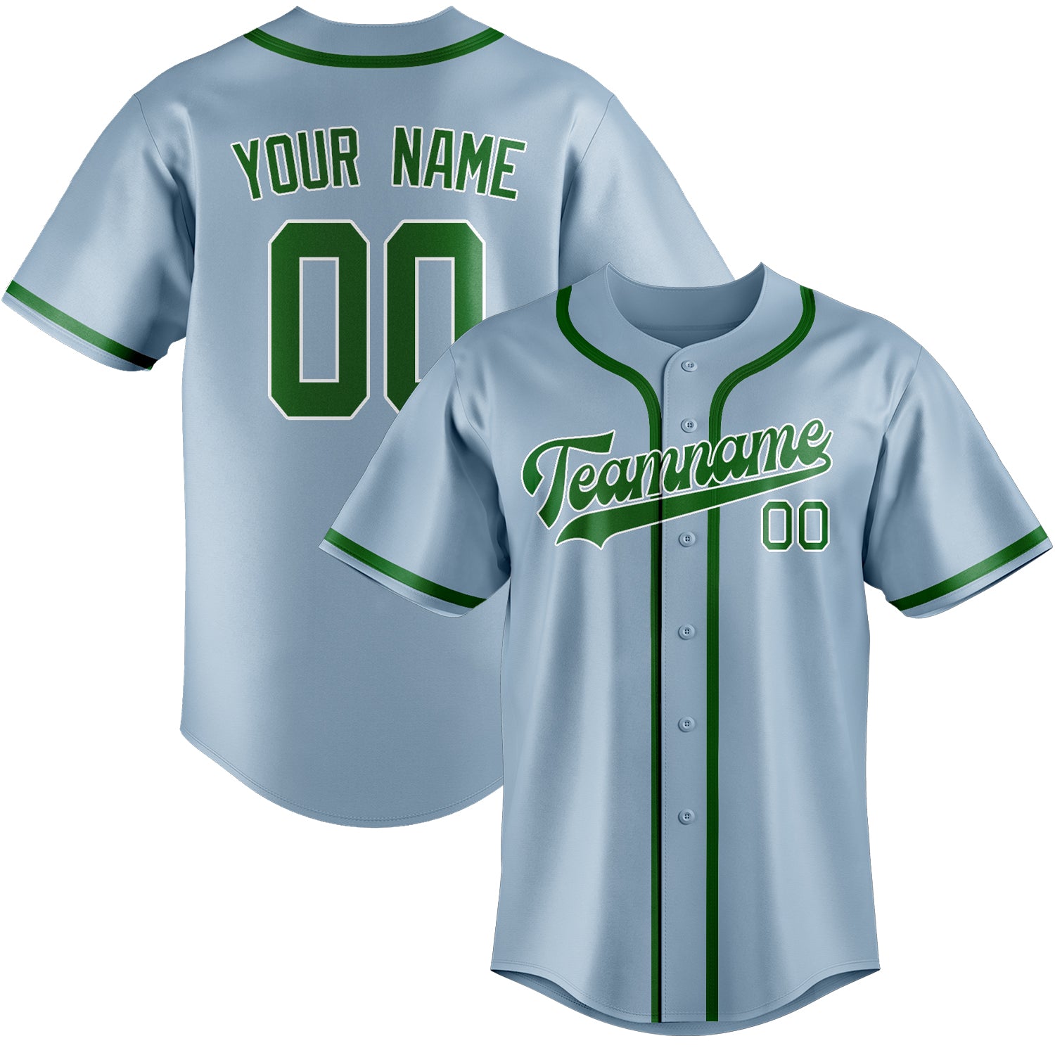 Benutzerdefiniertes Professionelles Hellblau Smaragdgrün Baseballtrikot