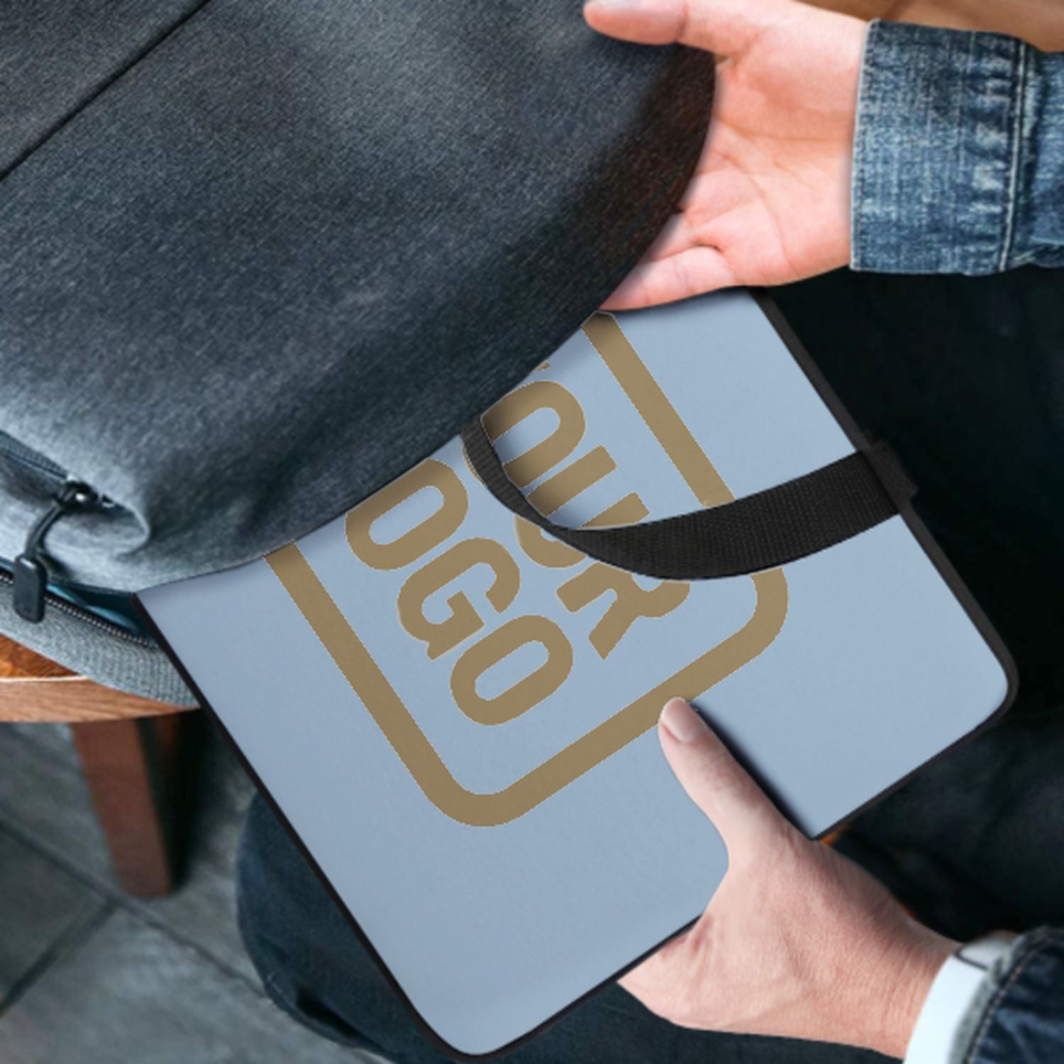 Sac pour ordinateur portable bleu clair kaki clair sur mesure