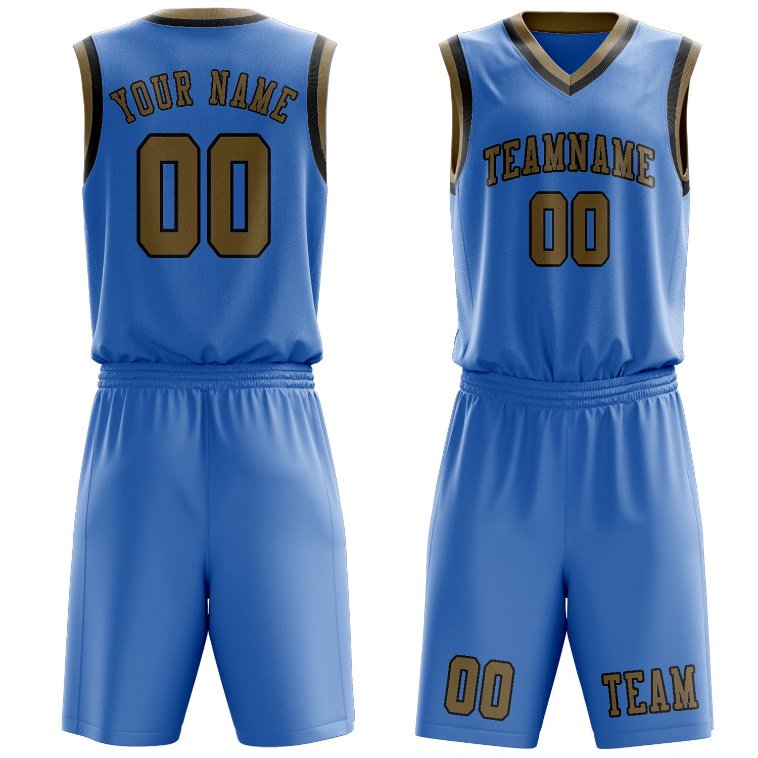Benutzerdefiniertes Professionelles Hellblau Hellkhaki Basketballtrikot-Set