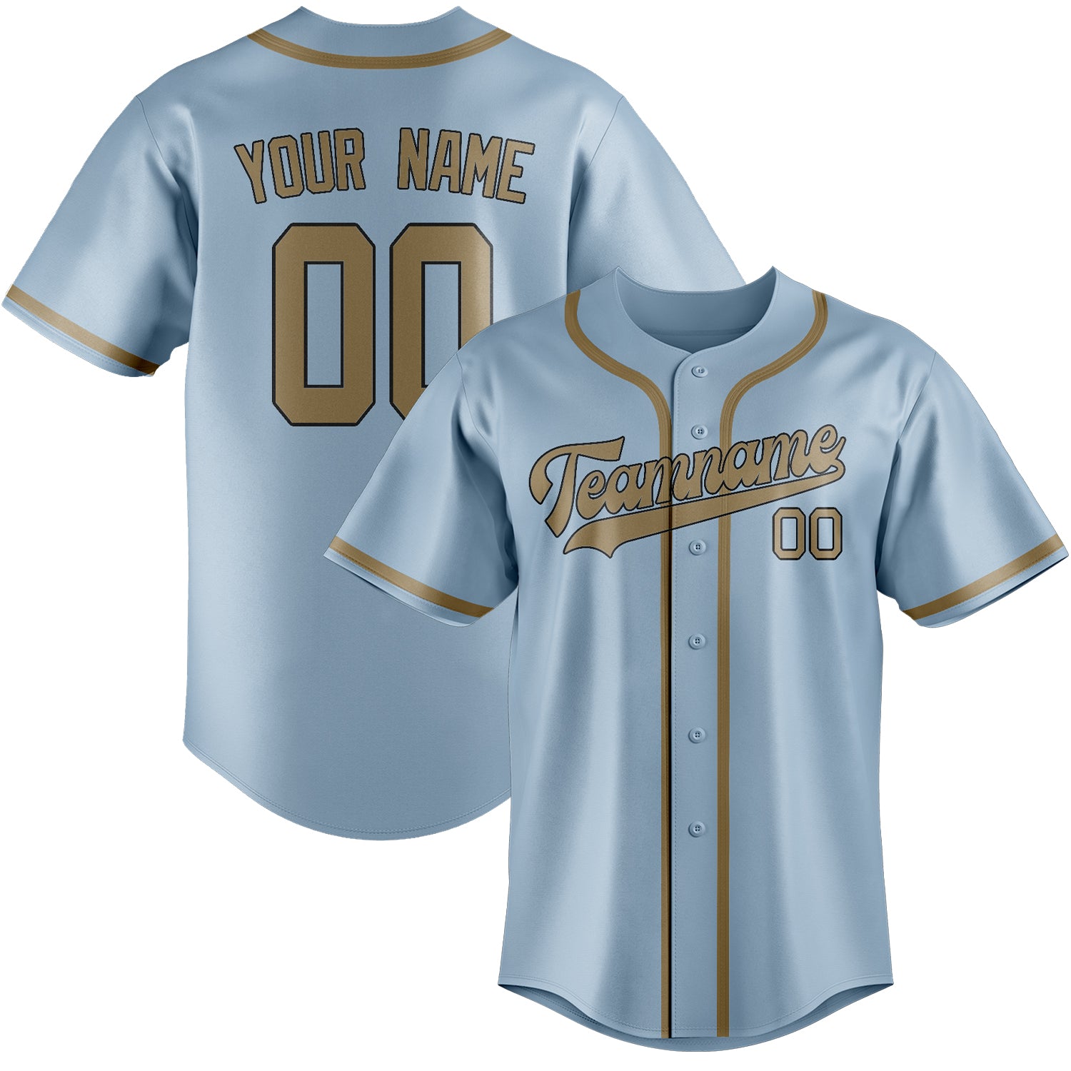 Benutzerdefiniertes Professionelles Hellblau Hellkhaki Baseballtrikot