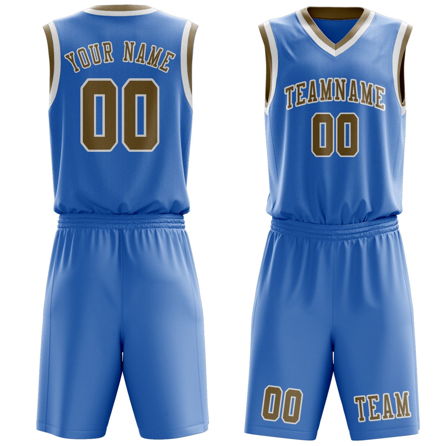 Benutzerdefiniertes Professionelles Hellblau Hellkhaki Basketballtrikot-Set
