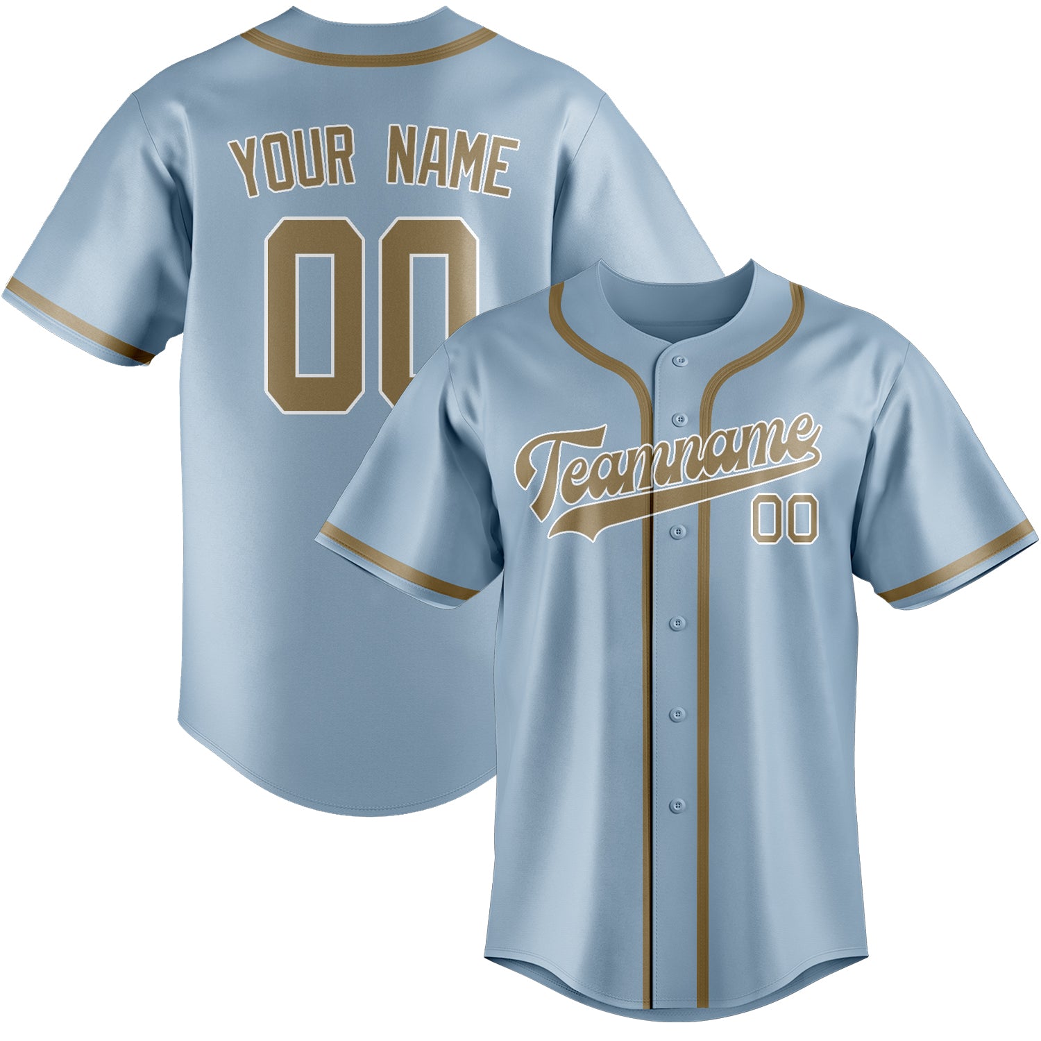 Benutzerdefiniertes Professionelles Hellblau Hellkhaki Baseballtrikot