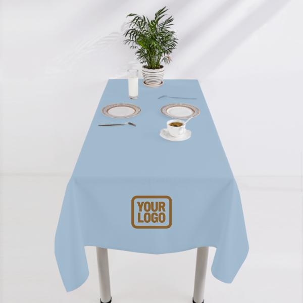 Tovaglia quadrata personalizzata color azzurro chiaro e cachi chiaro