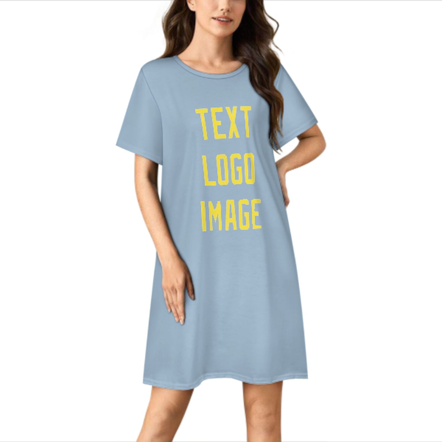 Camicia da notte su misura azzurra e gialla pallida