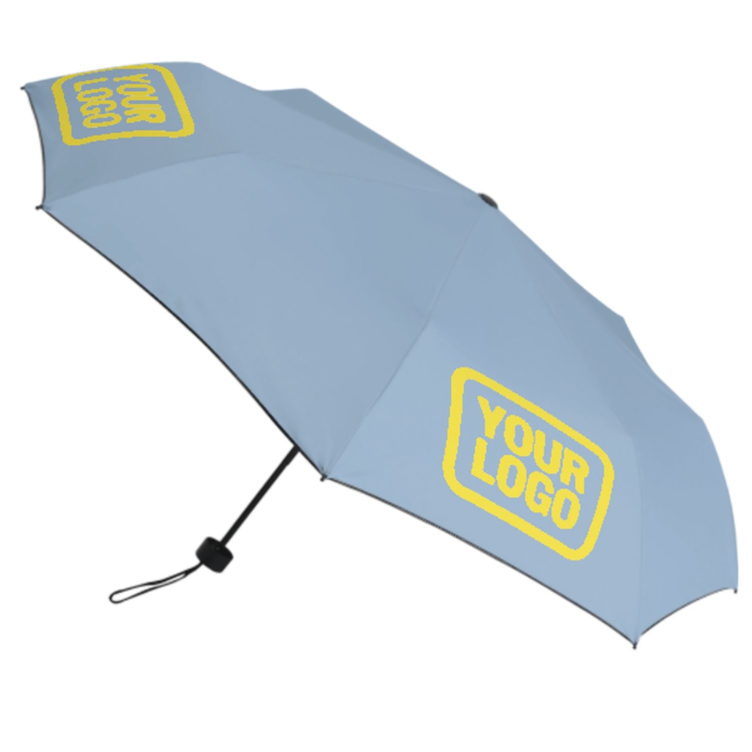 Maßgeschneidertes Hellblau Blassgelb Automatik-Regenschirm