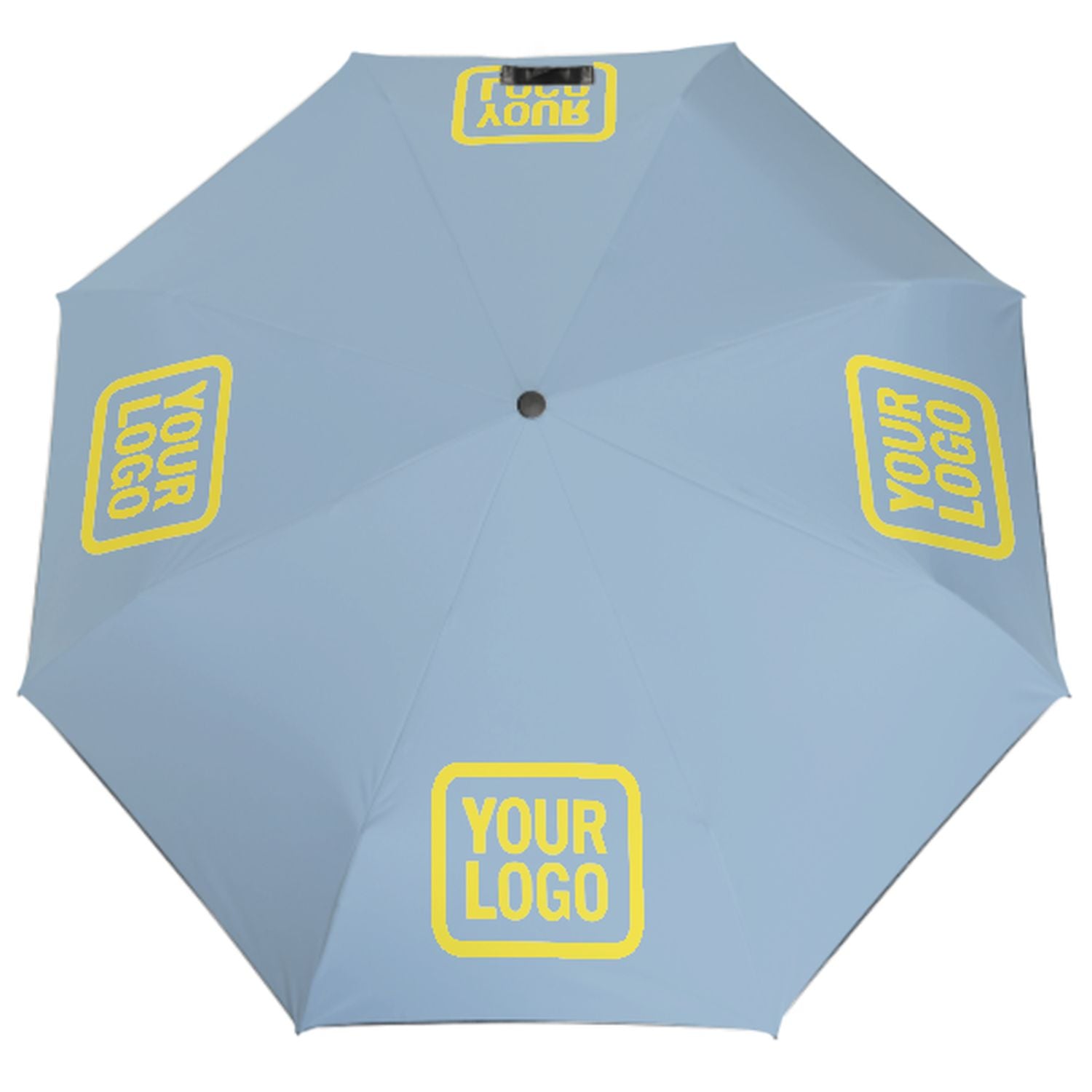 Maßgeschneidertes Hellblau Blassgelb Automatik-Regenschirm