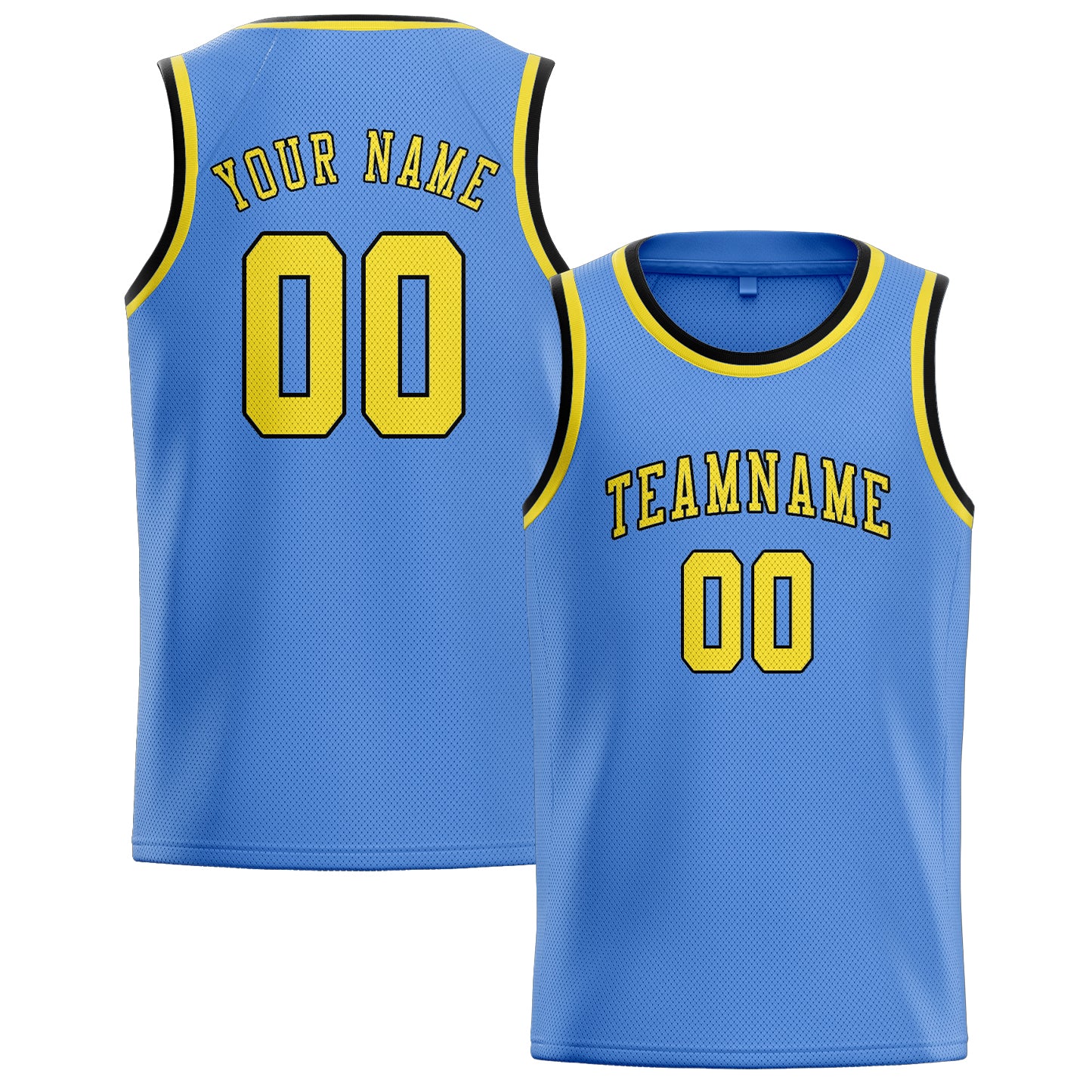 Benutzerdefiniertes Professionelles Hellblau Blassgelb Basketballtrikot