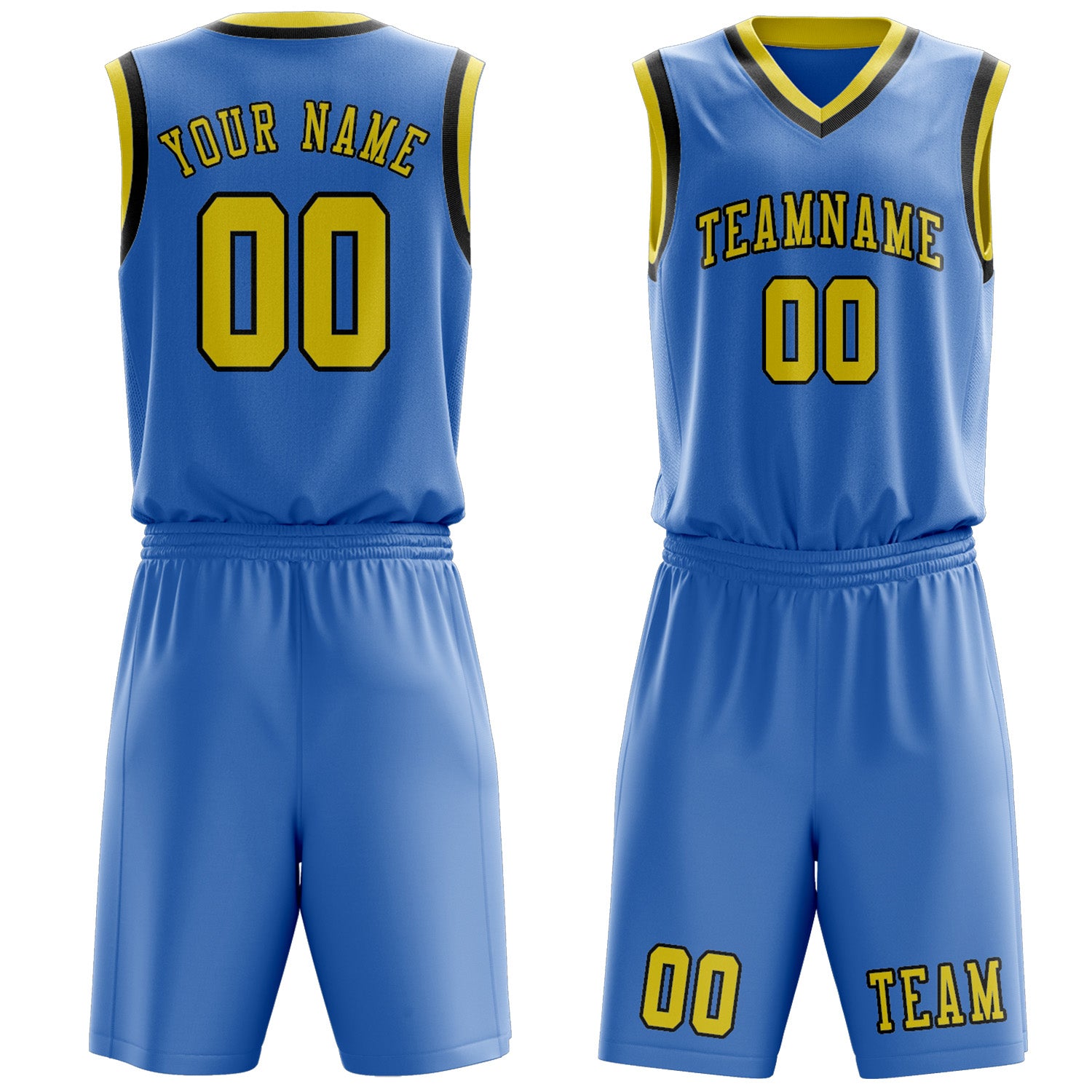 Benutzerdefiniertes Professionelles Hellblau Blassgelb Basketballtrikot-Set