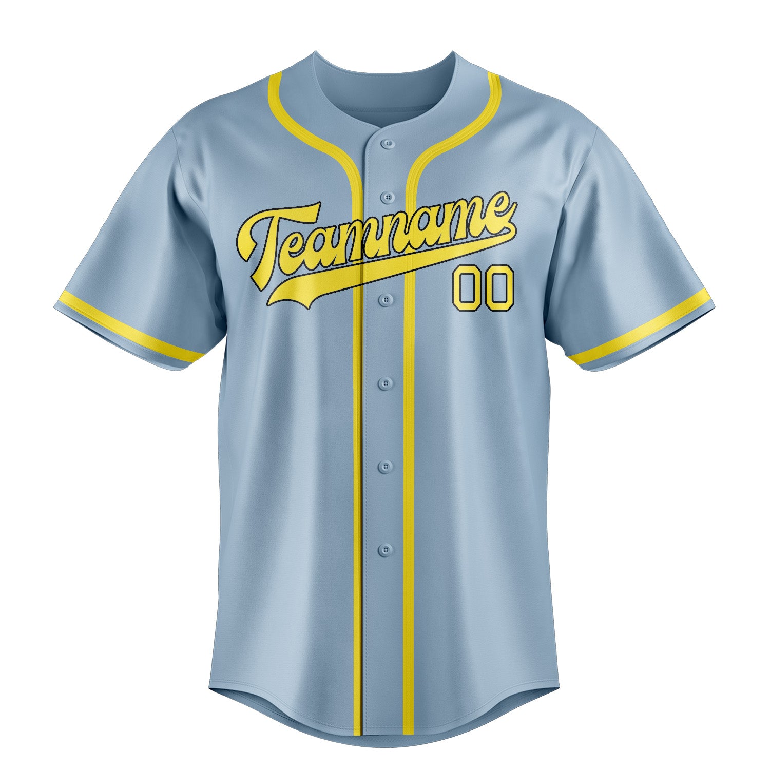 Benutzerdefiniertes Professionelles Hellblau Blassgelb Baseballtrikot