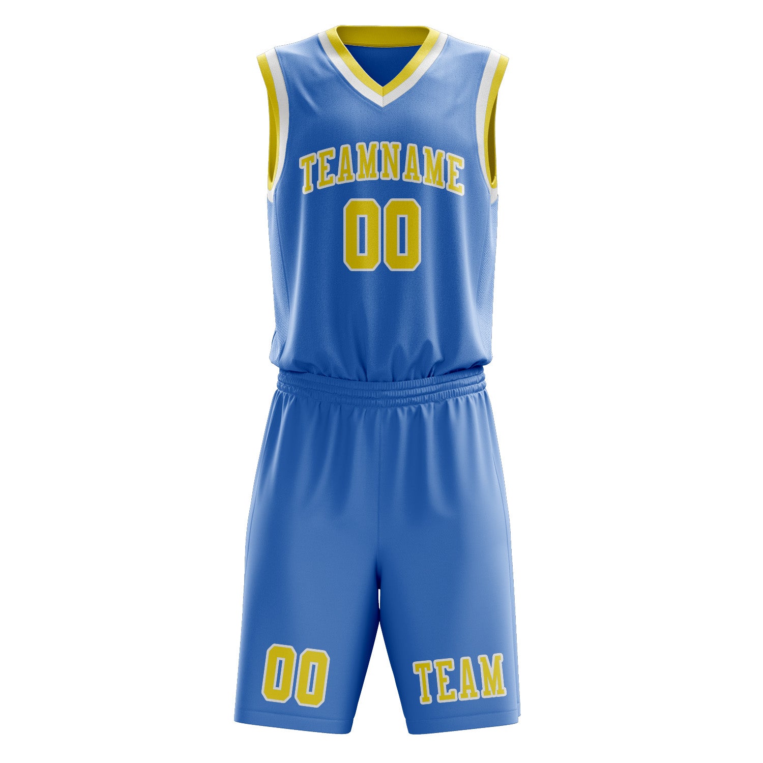 Benutzerdefiniertes Professionelles Hellblau Blassgelb Basketballtrikot-Set