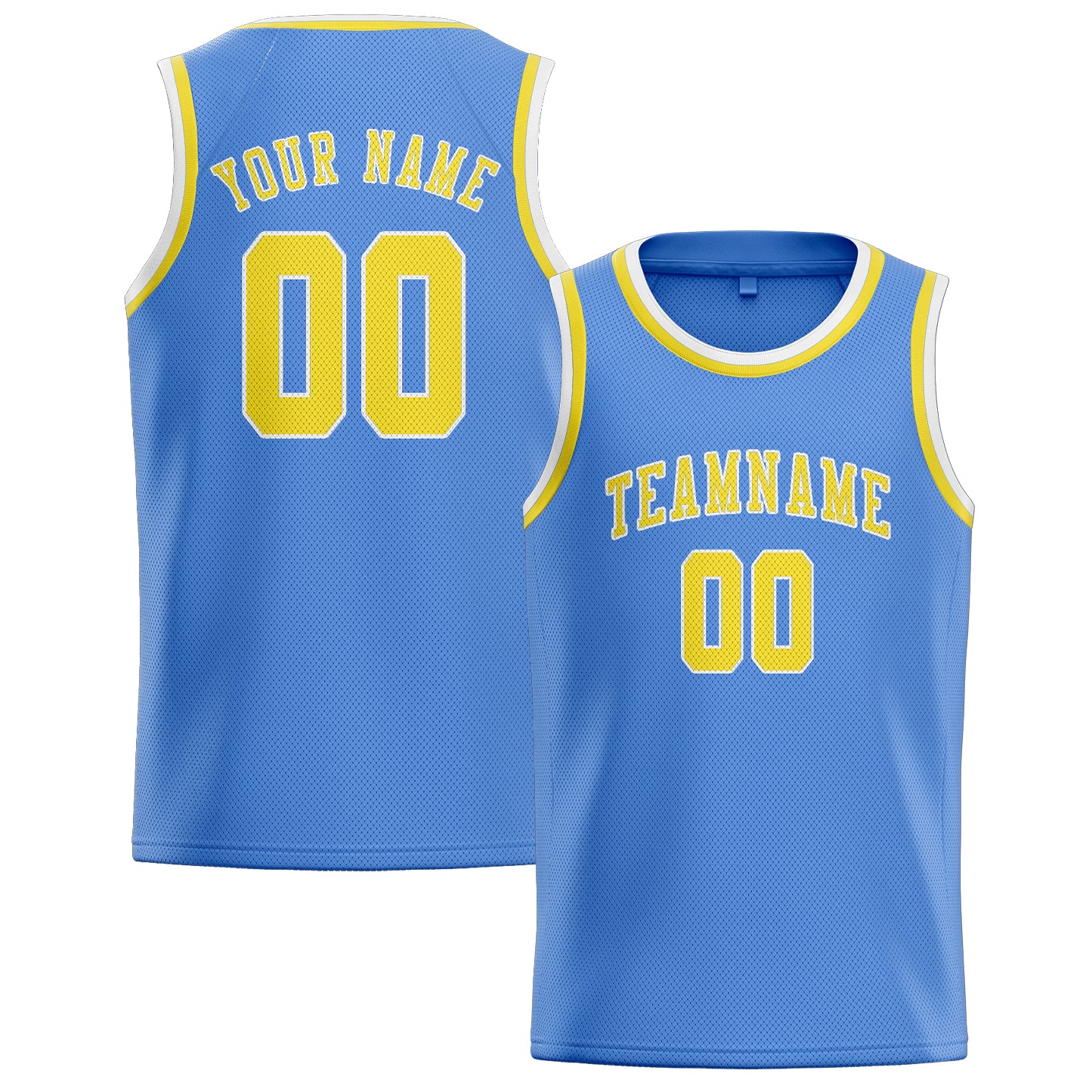Benutzerdefiniertes Professionelles Hellblau Blassgelb Basketballtrikot