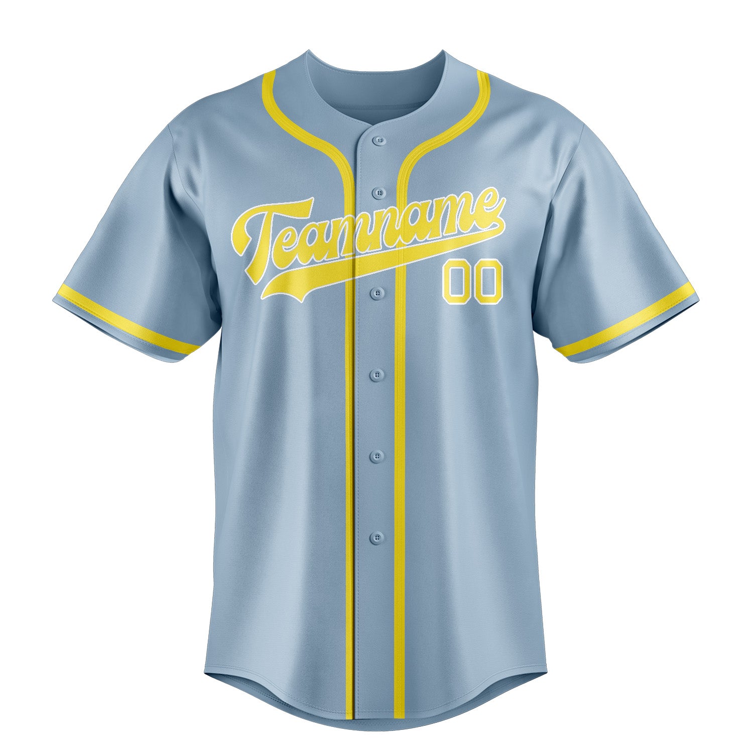 Benutzerdefiniertes Professionelles Hellblau Blassgelb Baseballtrikot