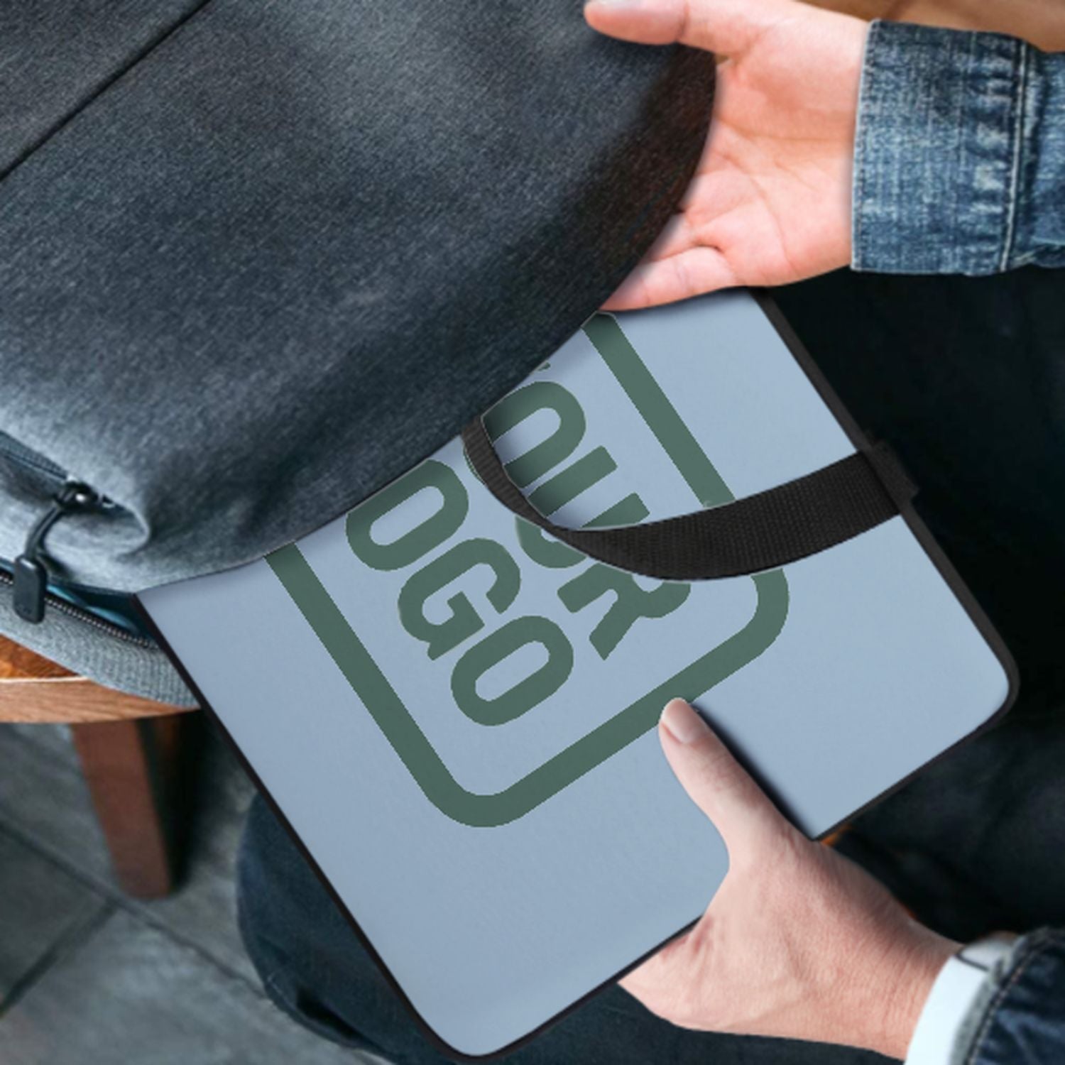 Sac pour ordinateur portable personnalisé bleu clair vert