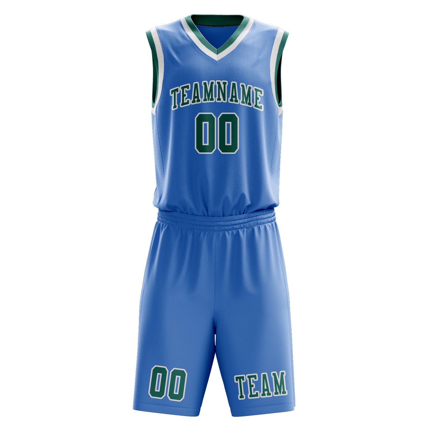 Benutzerdefiniertes Professionelles Hellblau Blaugrün Basketballtrikot-Set