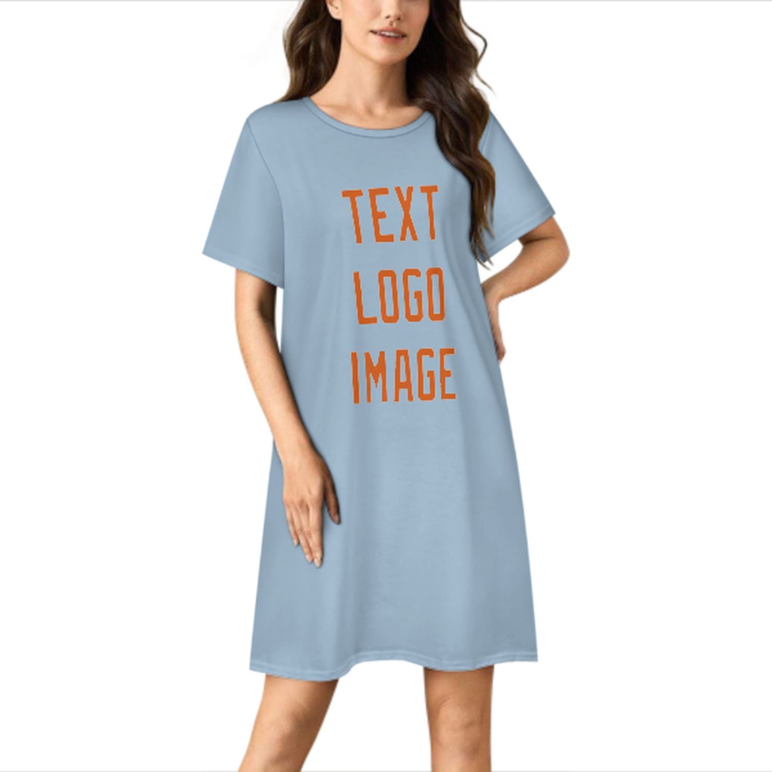 Camicia da notte su misura azzurra e arancione