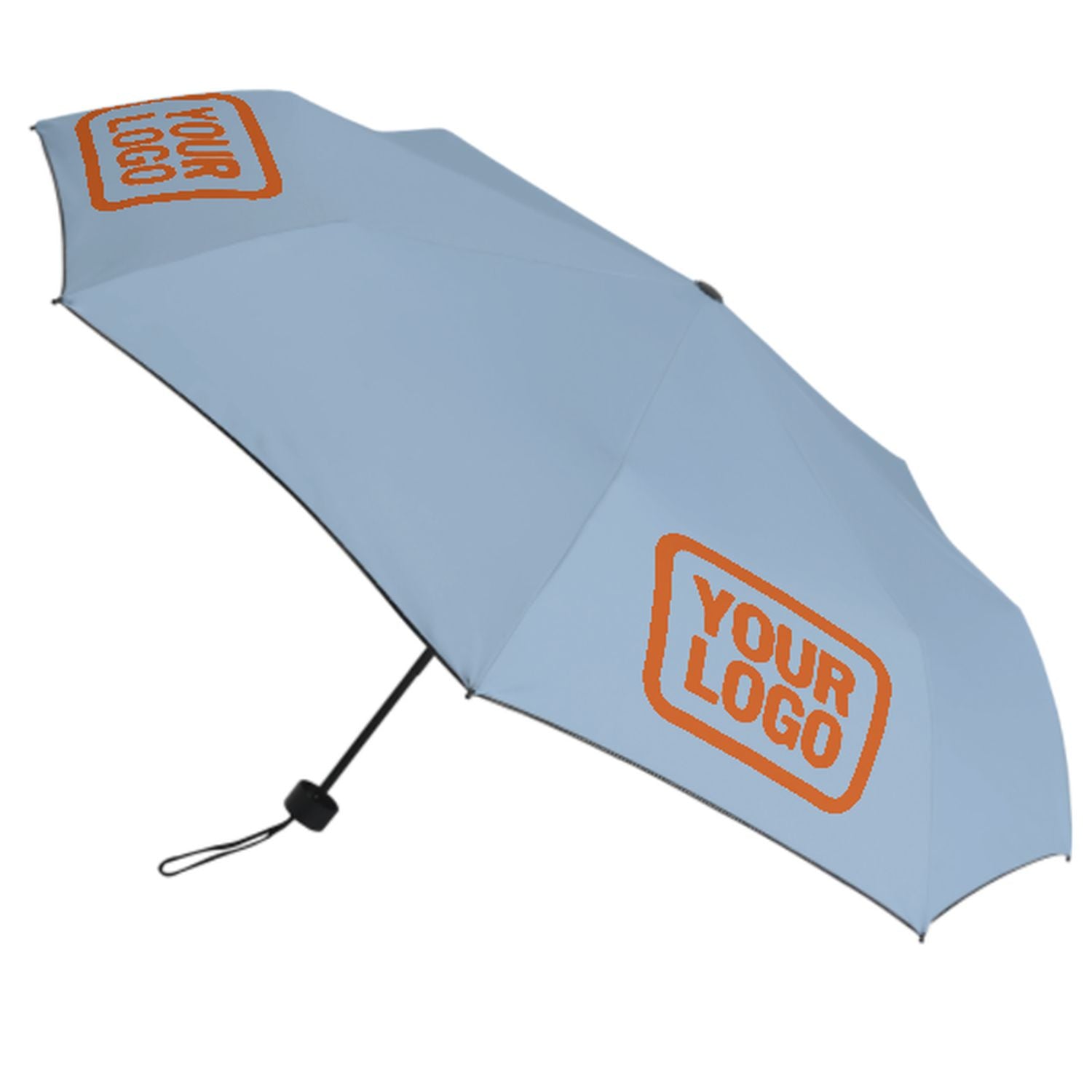 Maßgeschneidertes Hellblau Orange Automatik-Regenschirm