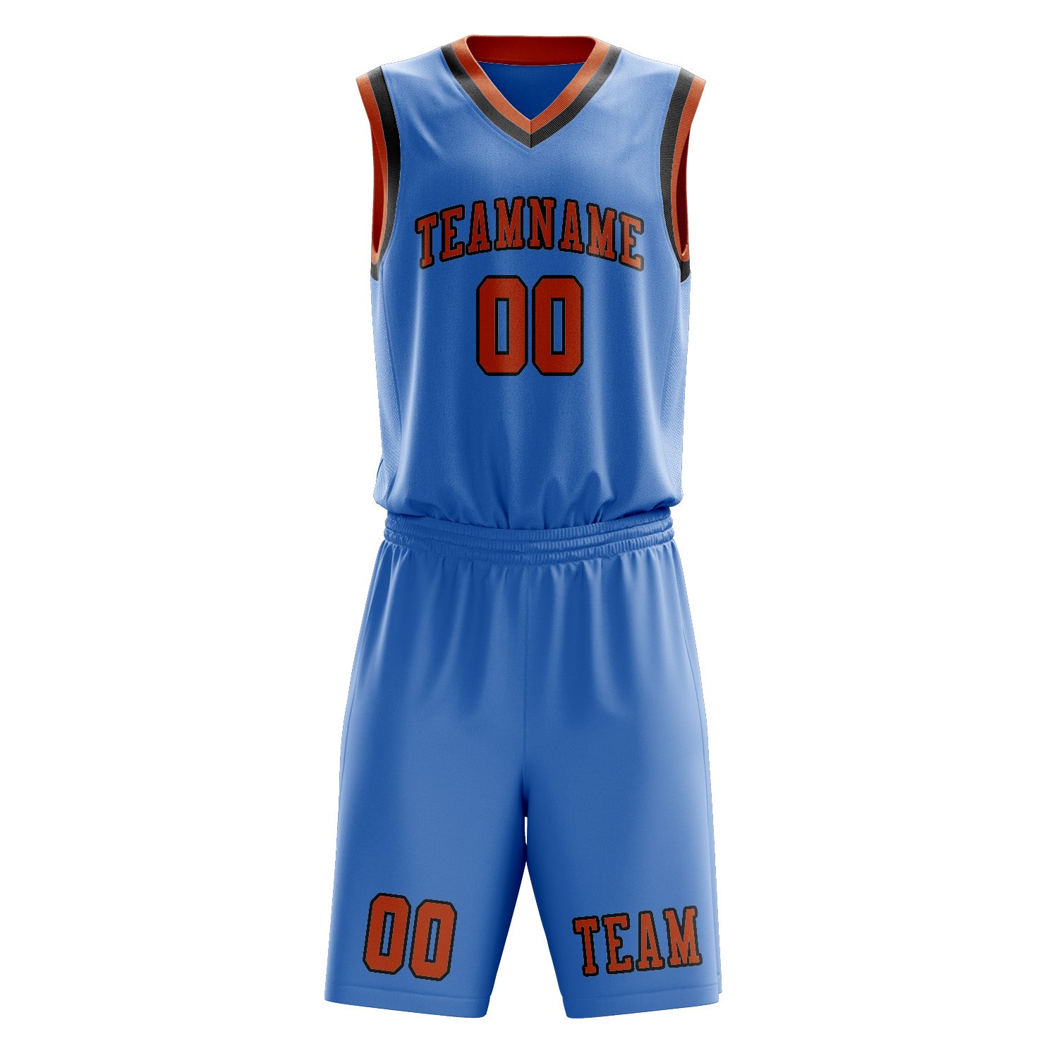 Benutzerdefiniertes Professionelles Hellblau Orange Basketballtrikot-Set