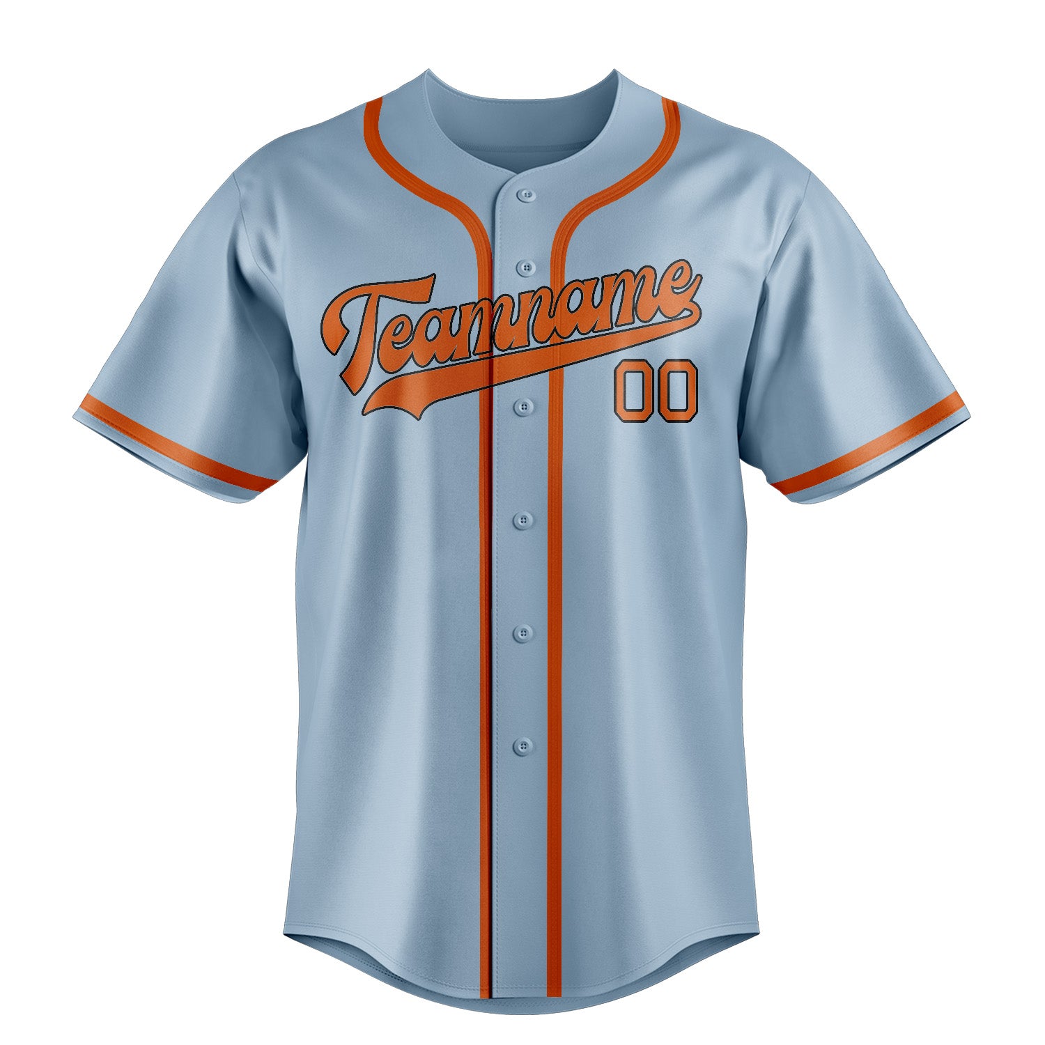Benutzerdefiniertes Professionelles Hellblau Orange Baseballtrikot