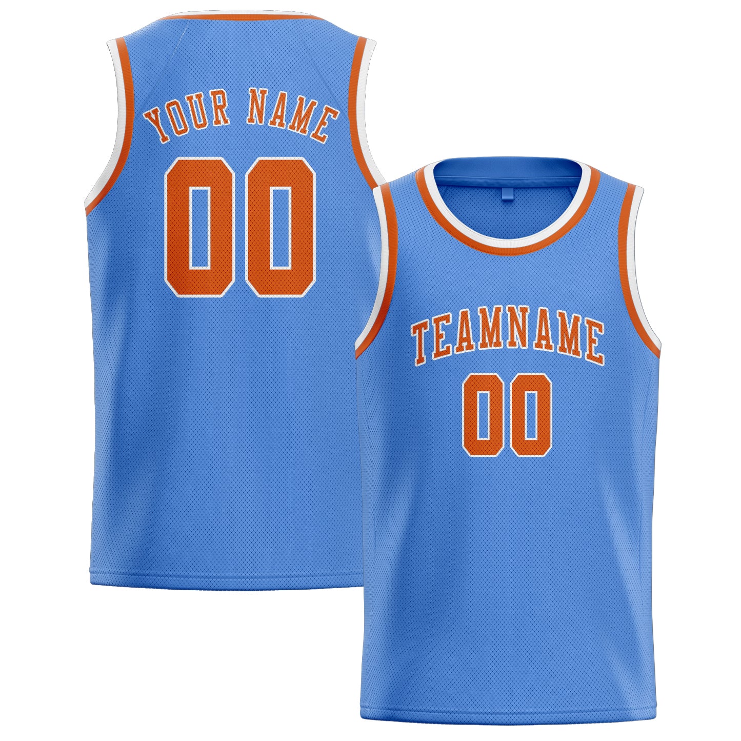 Benutzerdefiniertes Professionelles Hellblau Orange Basketballtrikot