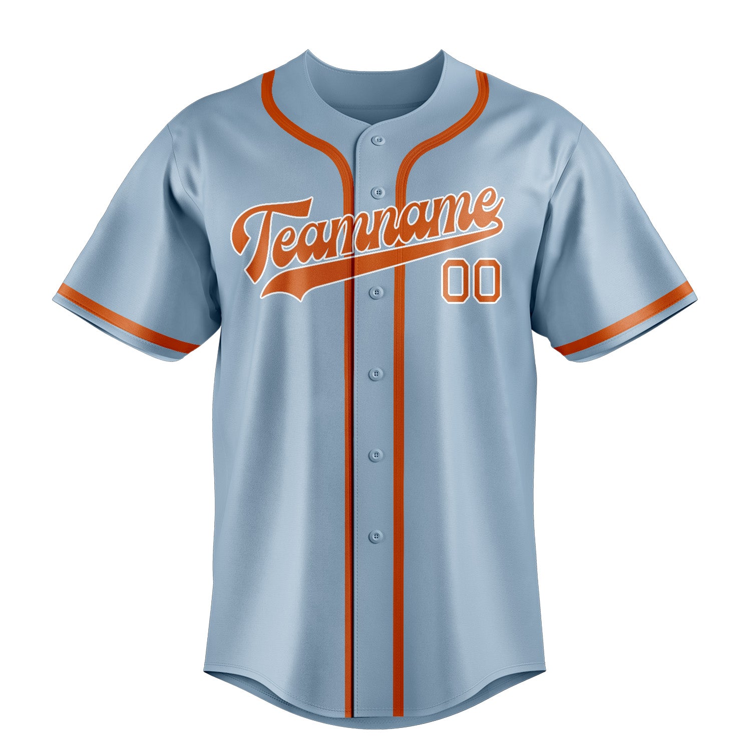 Benutzerdefiniertes Professionelles Hellblau Orange Baseballtrikot