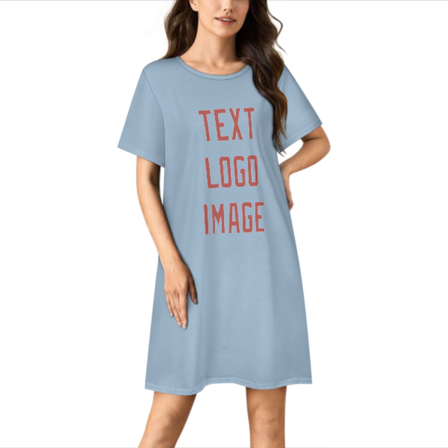 Camicia da notte su misura in rosa rame azzurro chiaro