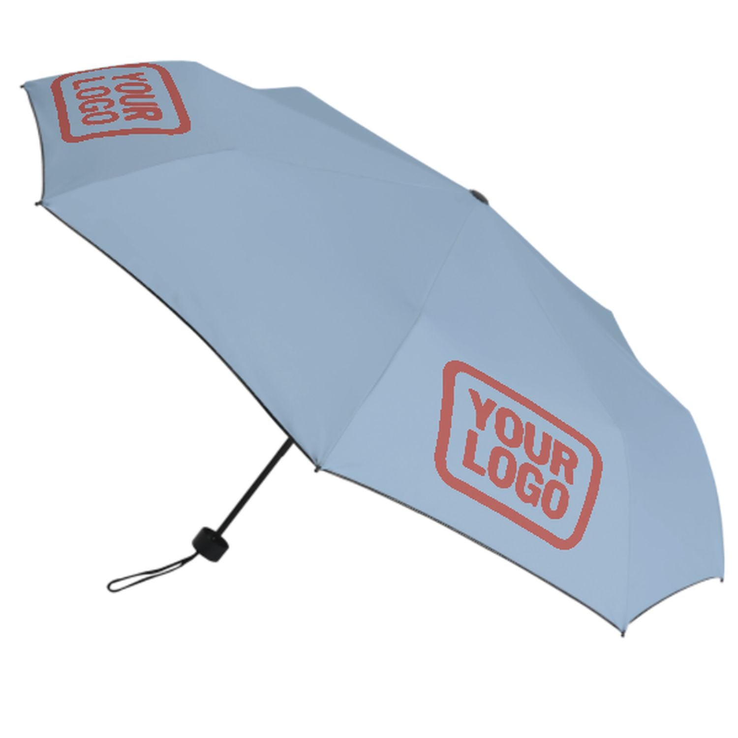 Maßgeschneidertes Hellblau Kupferrose Automatik-Regenschirm