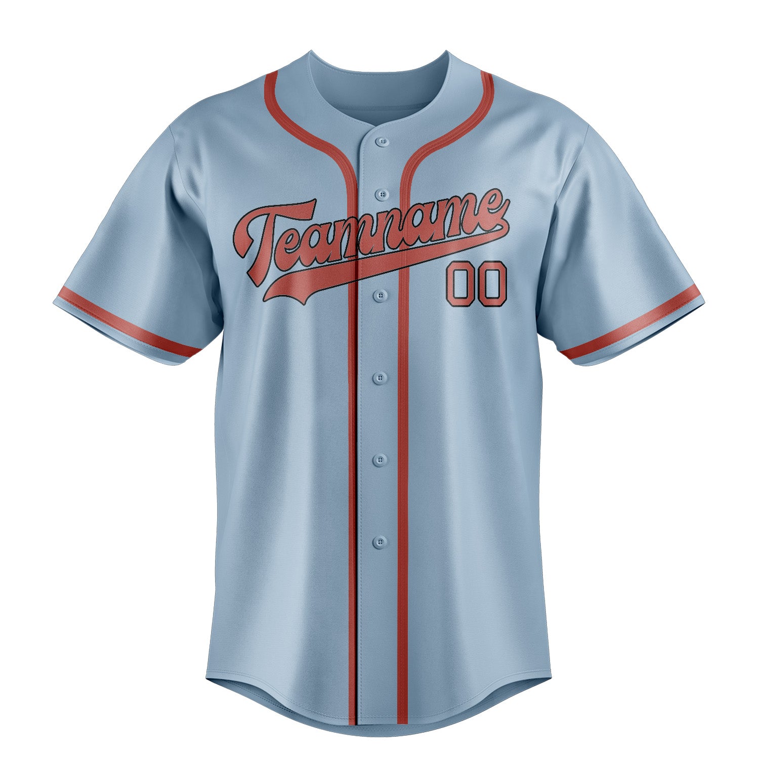 Benutzerdefiniertes Professionelles Hellblau Kupferrose Baseballtrikot