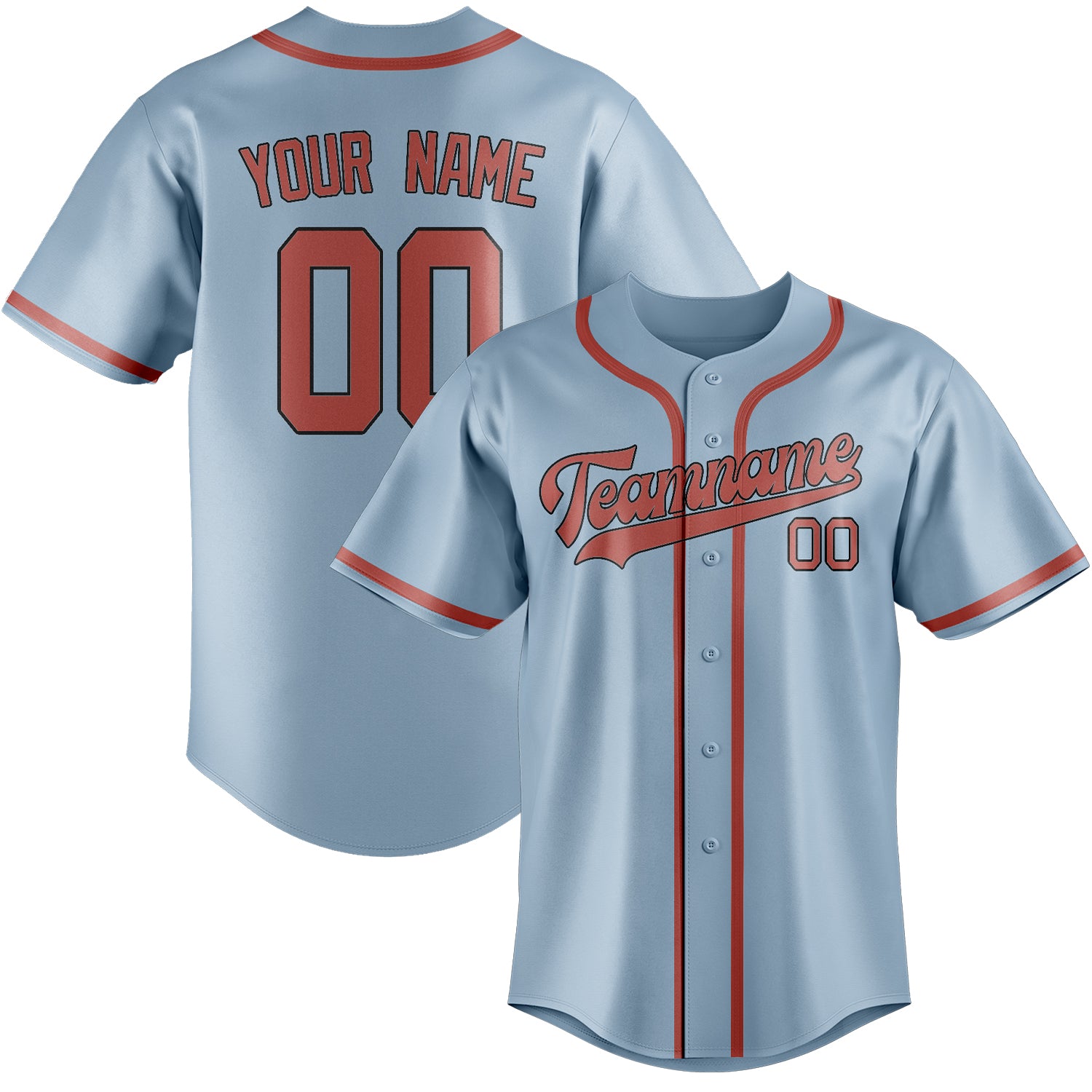 Benutzerdefiniertes Professionelles Hellblau Kupferrose Baseballtrikot