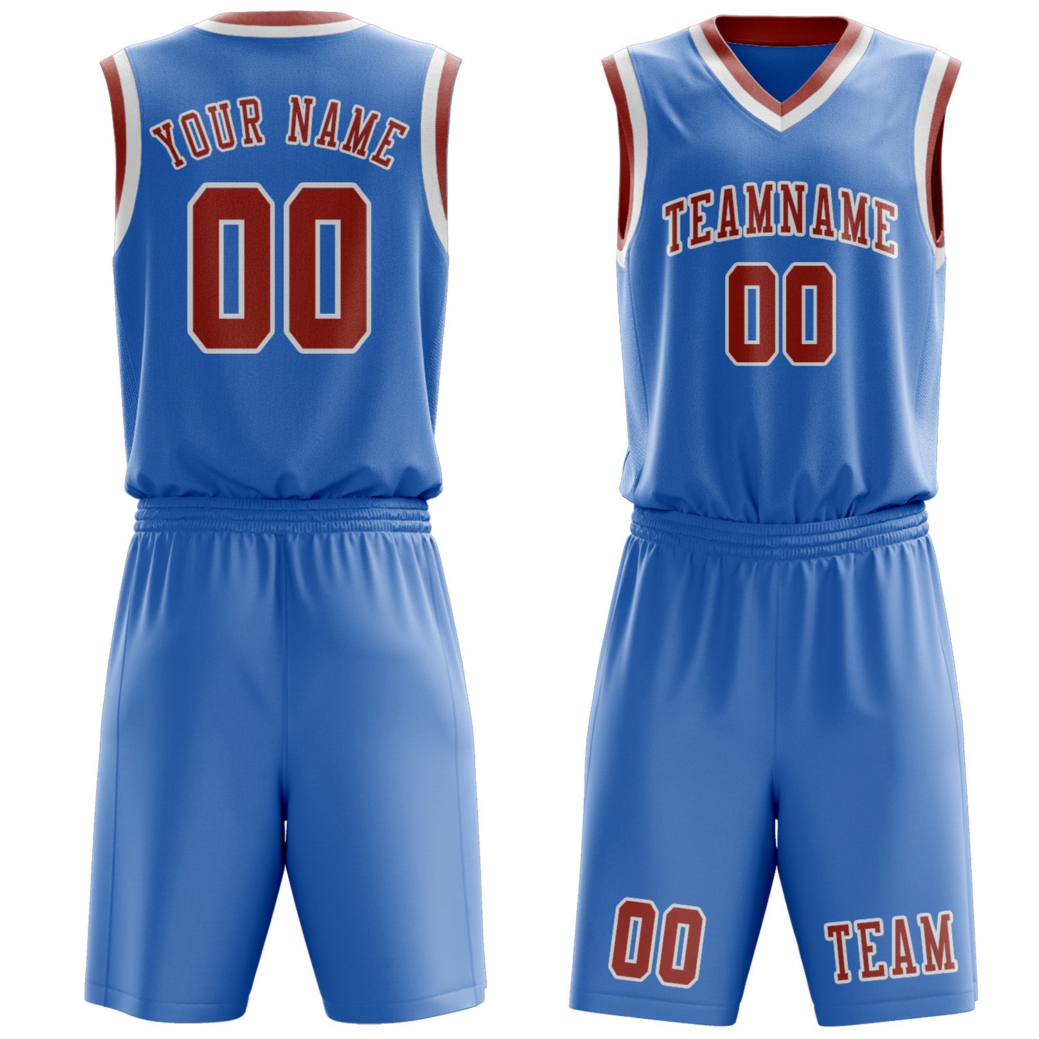 Benutzerdefiniertes Professionelles Hellblau Kupferrose Basketballtrikot-Set