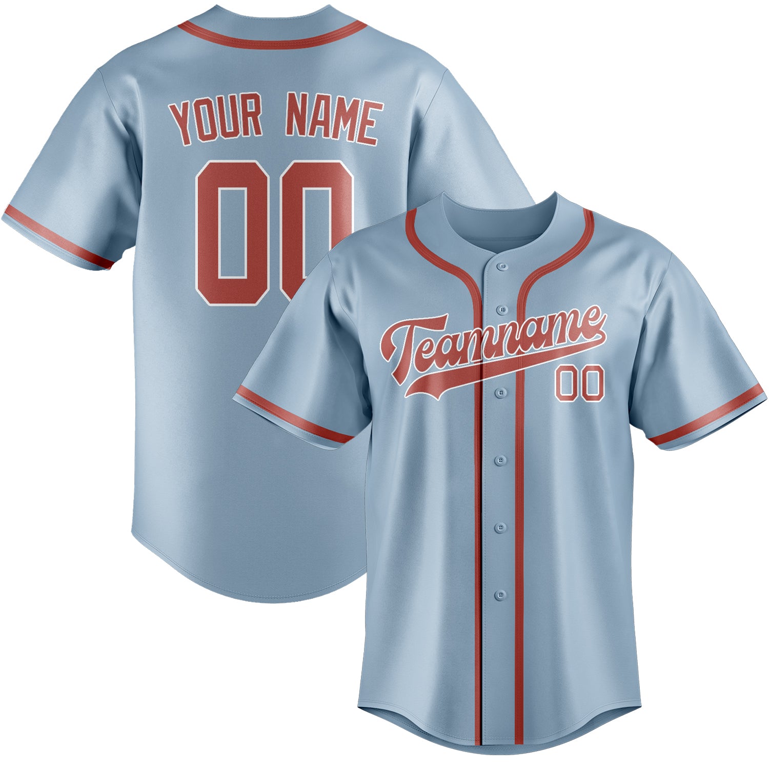 Benutzerdefiniertes Professionelles Hellblau Kupferrose Baseballtrikot