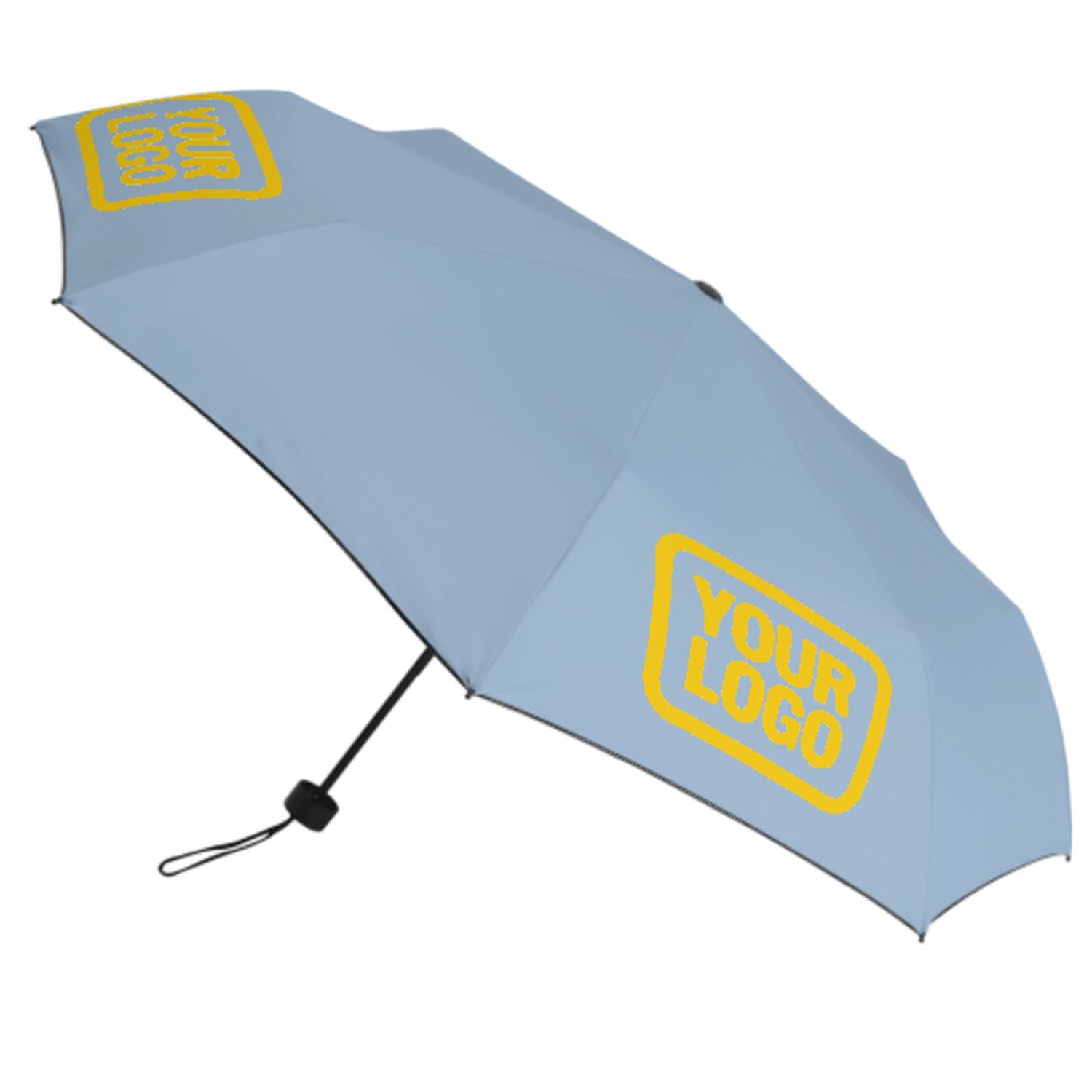 Maßgeschneidertes Hellblau Gold Automatik-Regenschirm