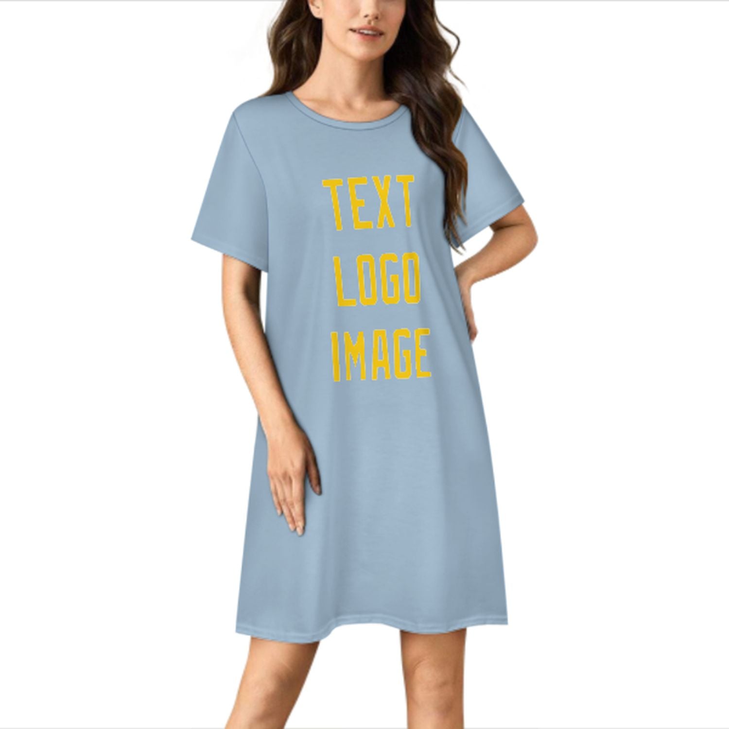 Camicia da notte su misura in azzurro e oro