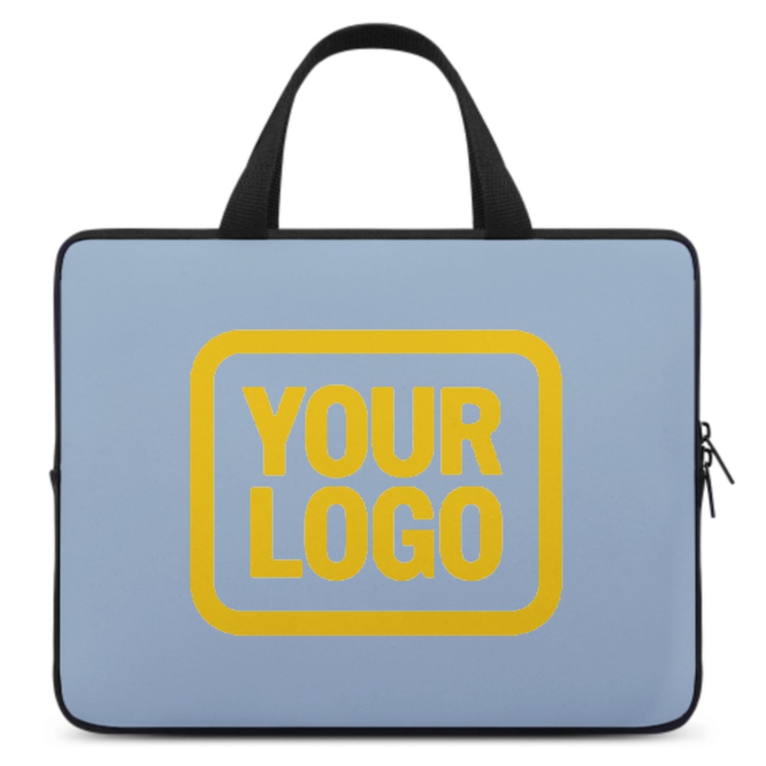 Sac pour ordinateur portable personnalisé bleu clair doré