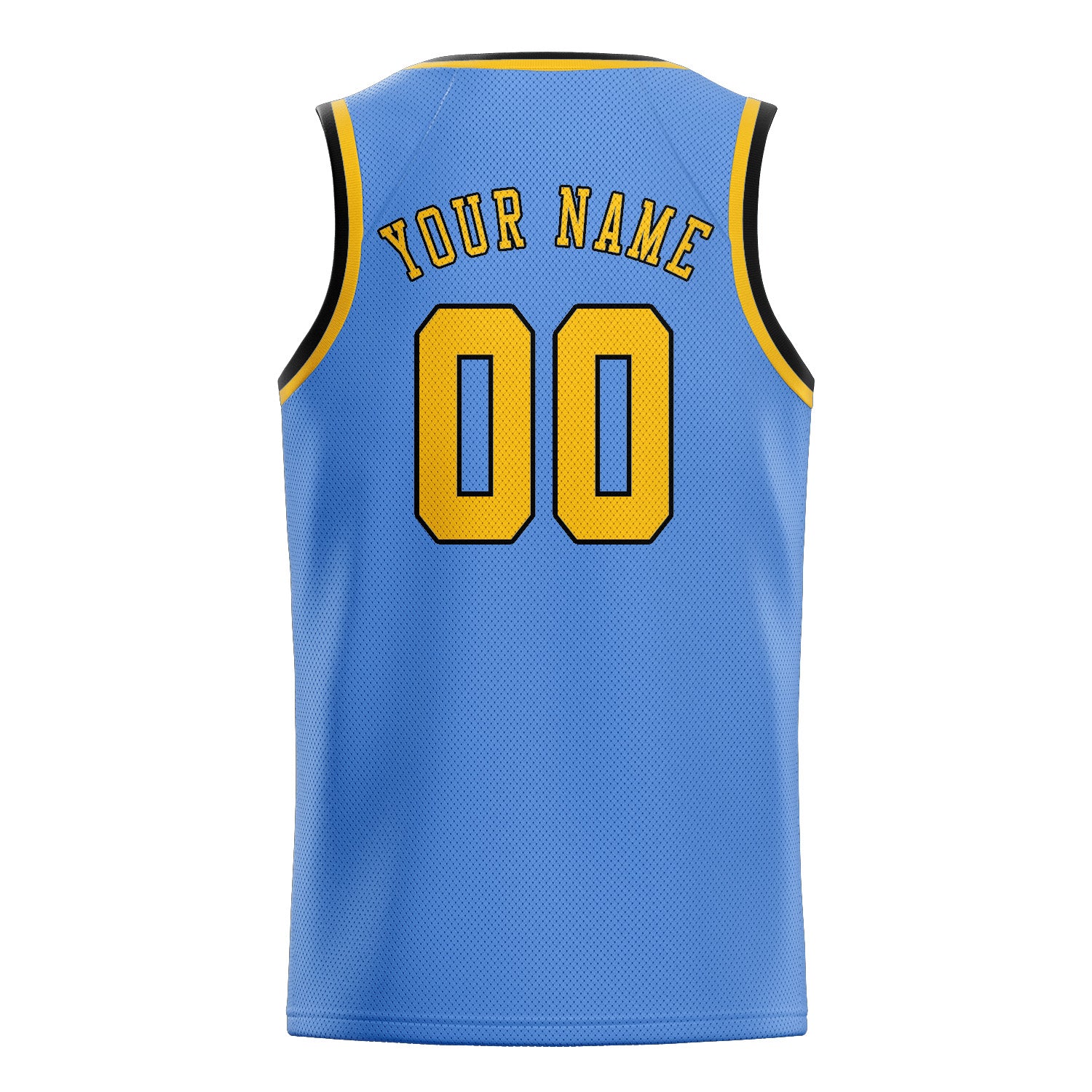Benutzerdefiniertes Professionelles Hellblau Gold Basketballtrikot