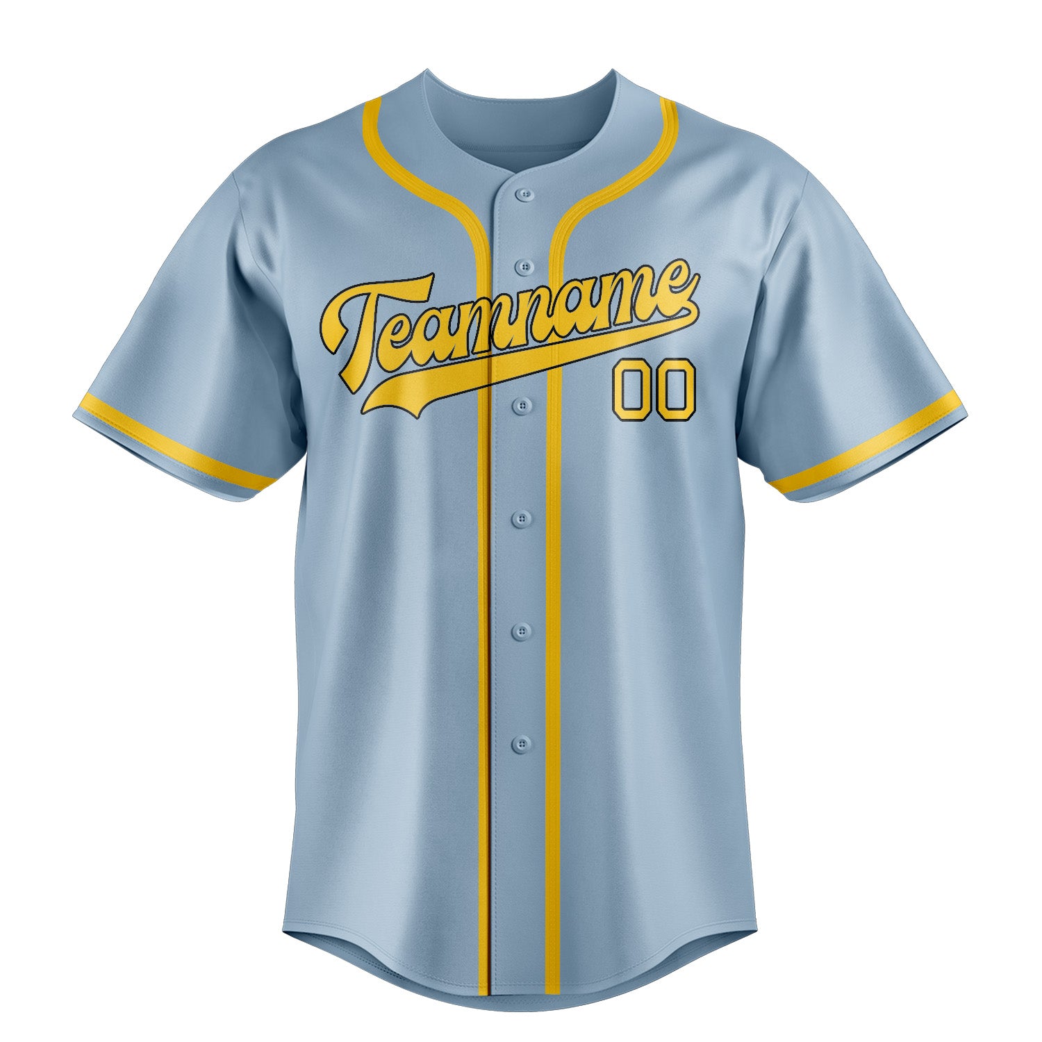 Benutzerdefiniertes Professionelles Hellblau Gold Baseballtrikot