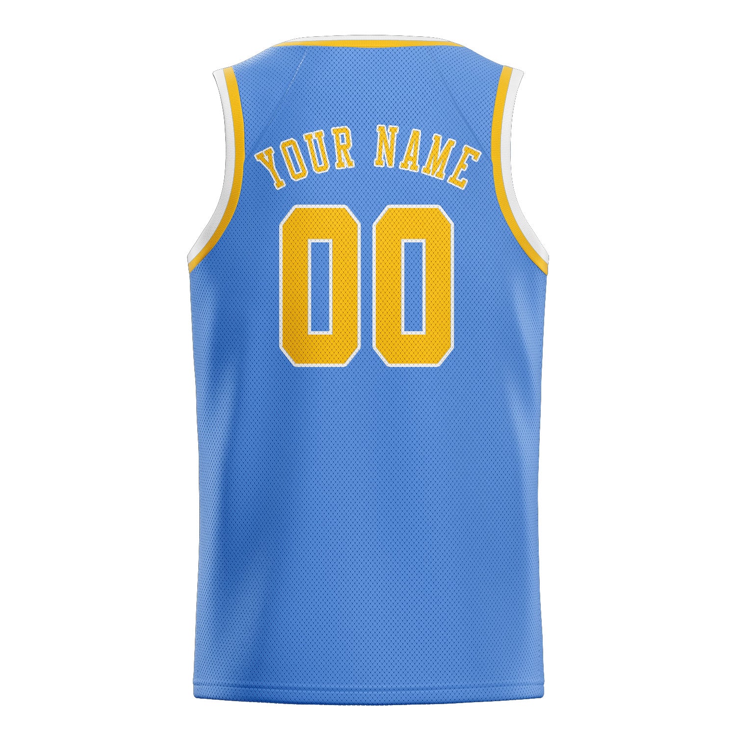 Benutzerdefiniertes Professionelles Hellblau Gold Basketballtrikot