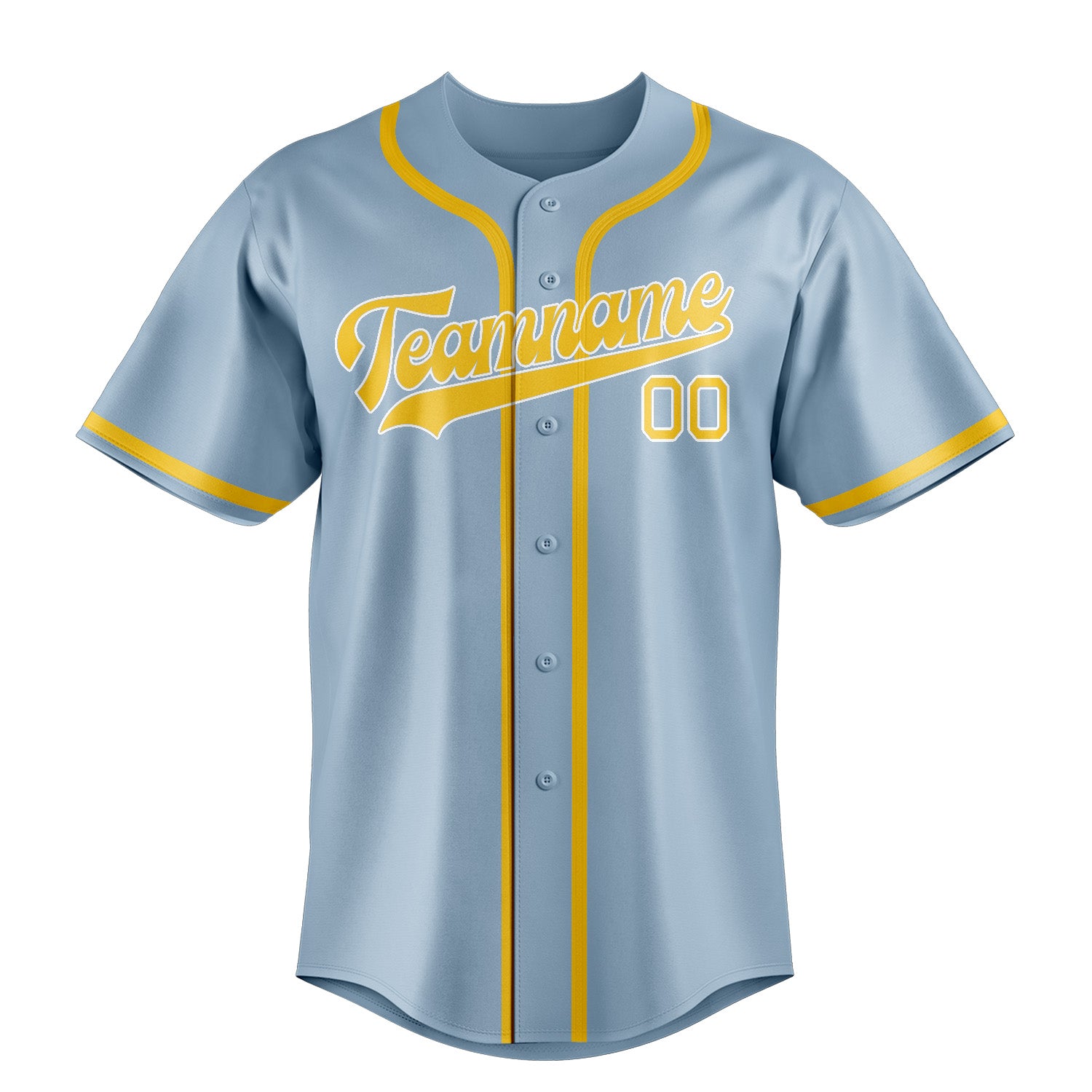 Benutzerdefiniertes Professionelles Hellblau Gold Baseballtrikot
