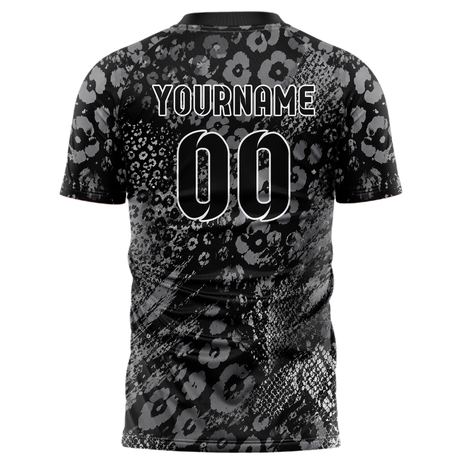 Schwarz klassisches Animal Print Leopard Rosettes Design 08-0030 individuelles Fußballtrikot back