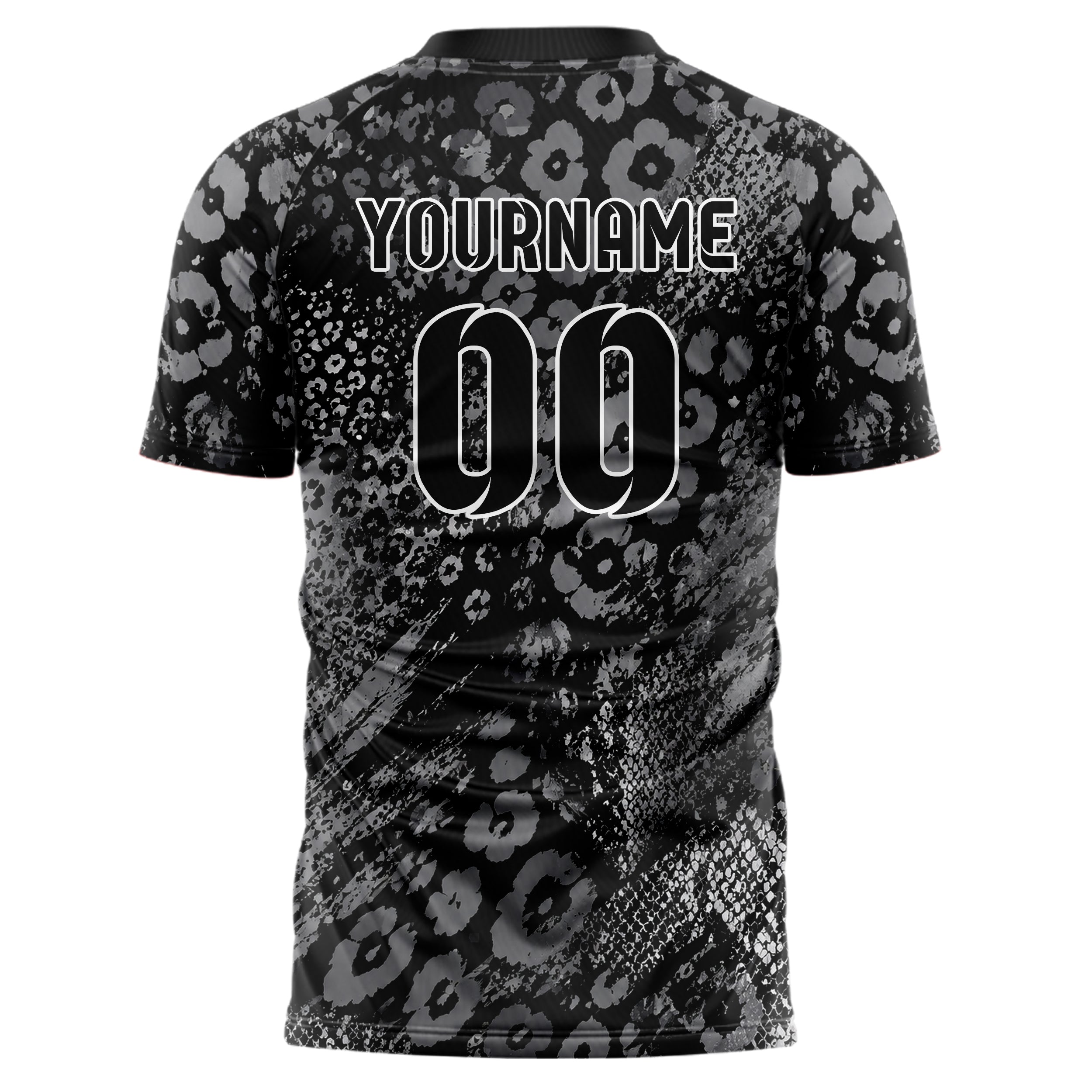 Schwarz klassisches Animal Print Leopard Rosettes Design 08-0030 individuelles Fußballtrikot back