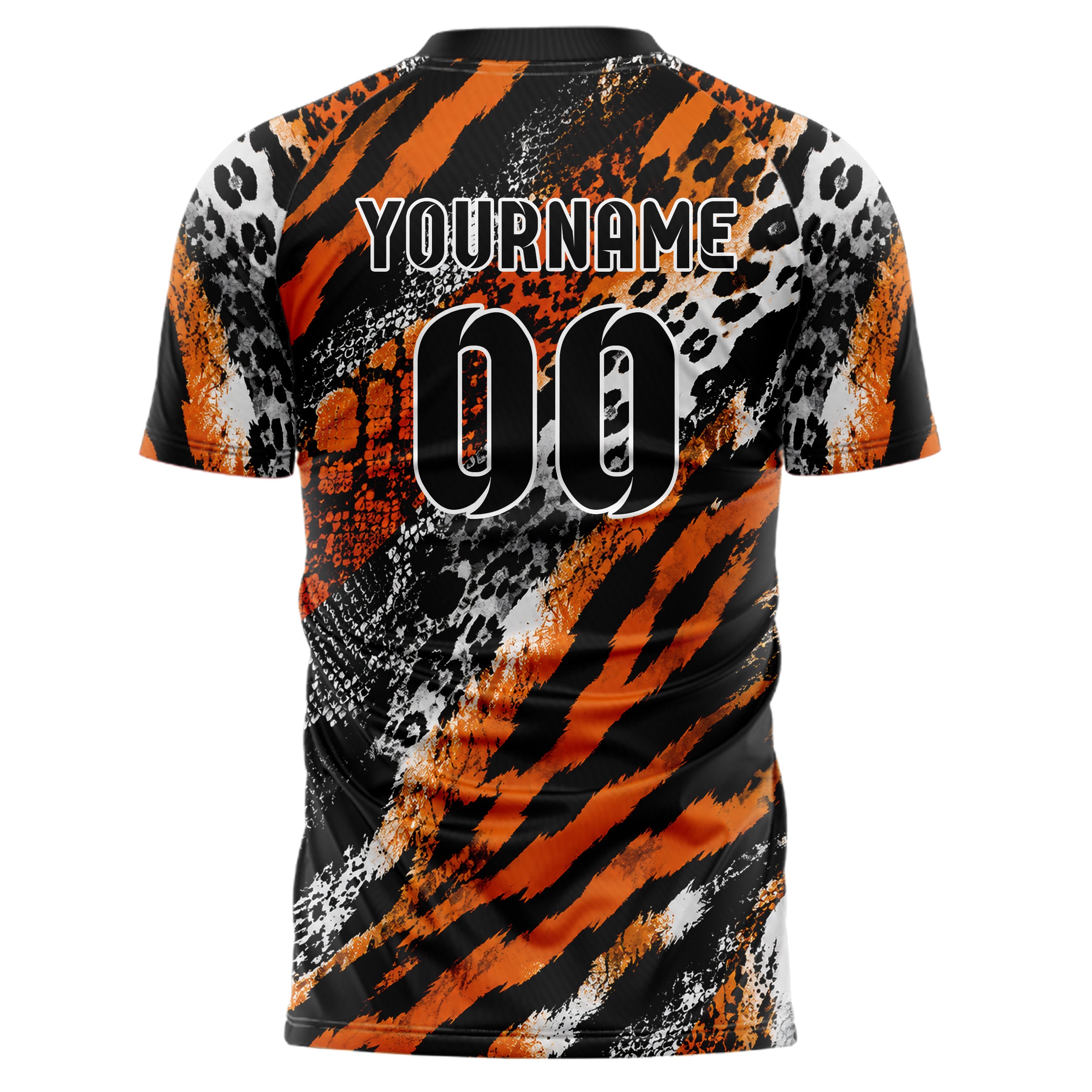 Schwarz dunkles Animal Print Tiger Stripes Design 08-0025 individuelles Fußballtrikot back