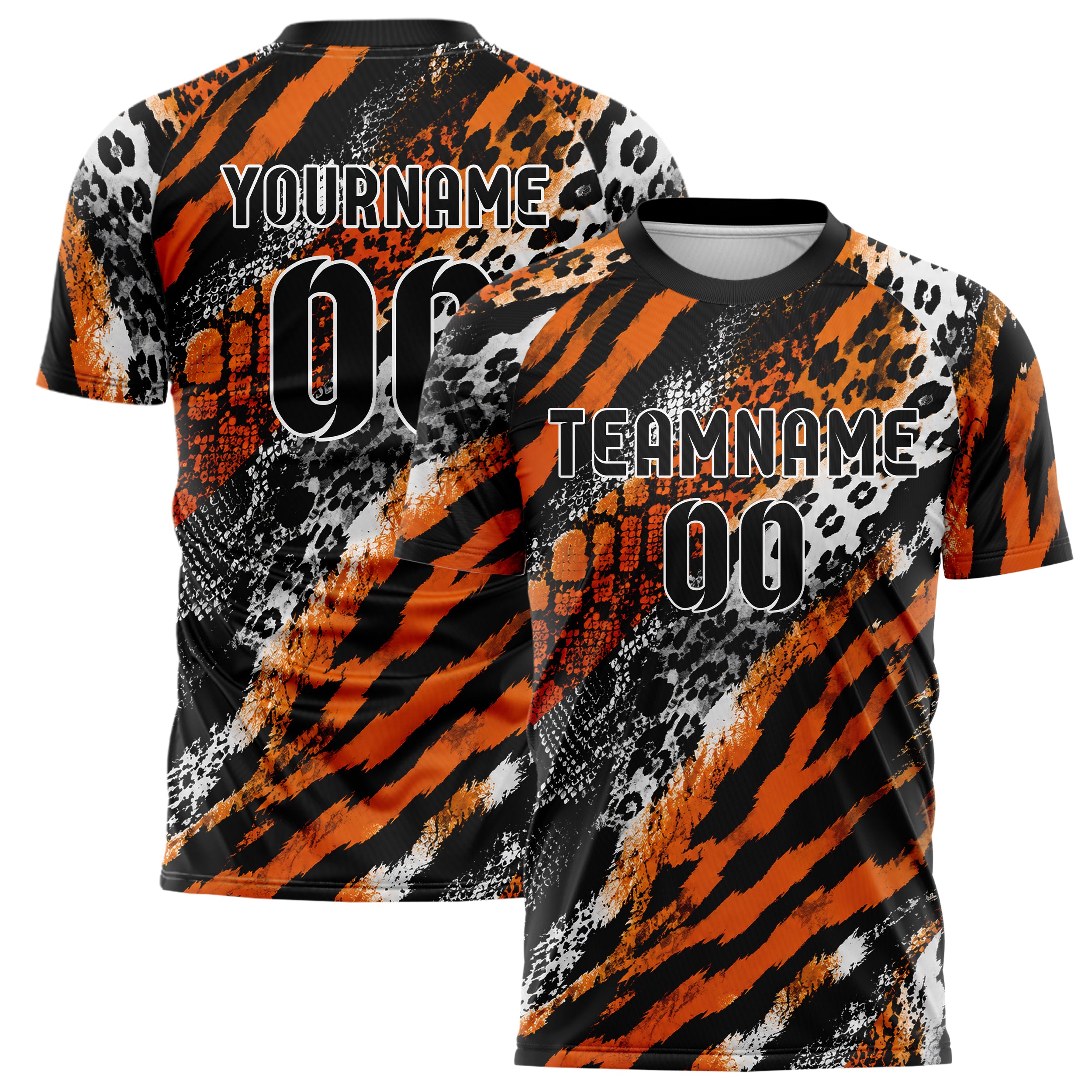 Schwarz dunkles Animal Print Tiger Stripes Design 08-0025 individuelles Fußballtrikot main