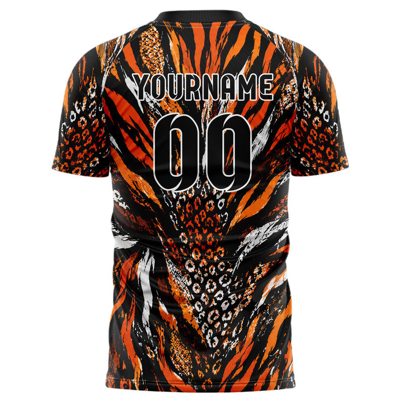 Schwarz dunkles Animal Print Tiger Stripes Design 08-0031 individuelles Fußballtrikot back