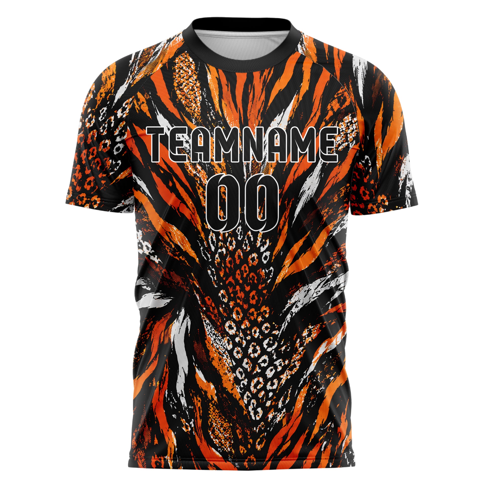 Schwarz dunkles Animal Print Tiger Stripes Design 08-0031 individuelles Fußballtrikot front